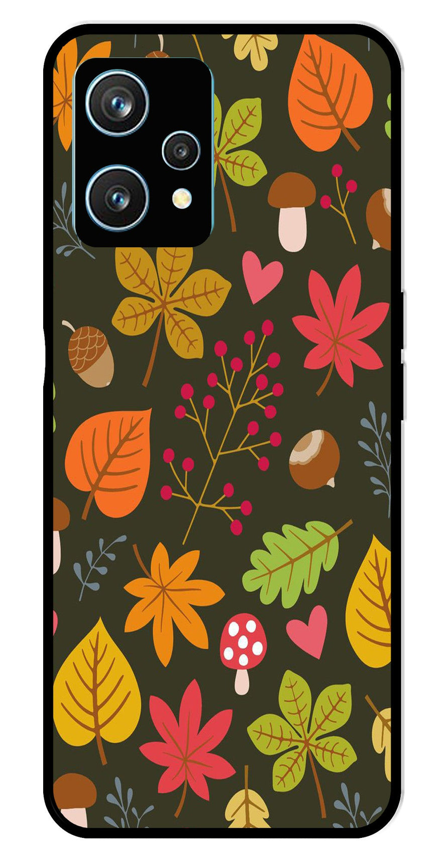 Leaves Design Metal Mobile Case for Realme 9 Pro Plus 5G   (Design No -51)