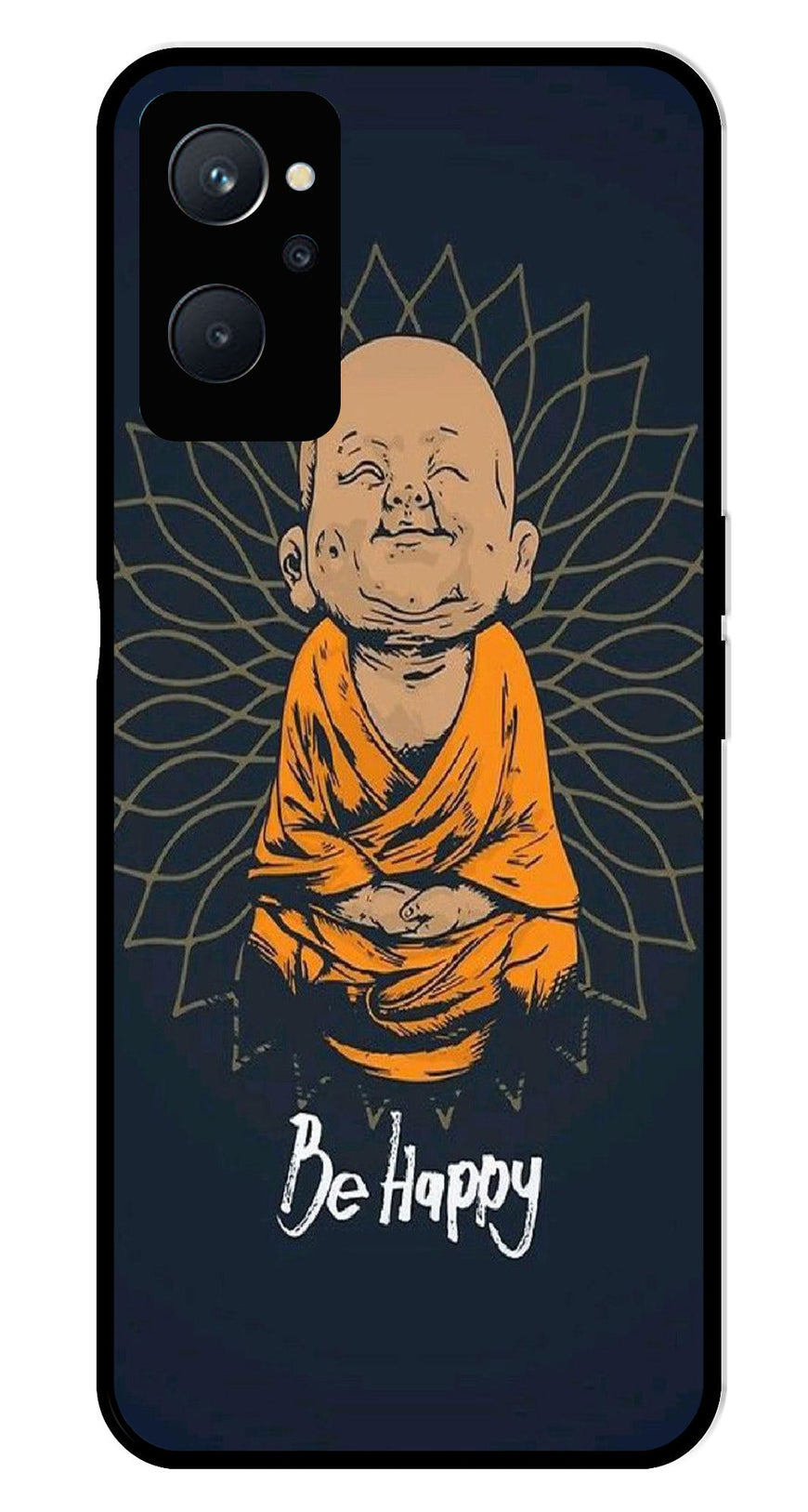 Be Happy Metal Mobile Case for Realme 9i   (Design No -27)