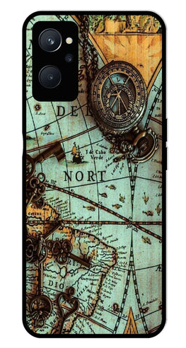 Map Design Metal Mobile Case for Realme 9i   (Design No -54)