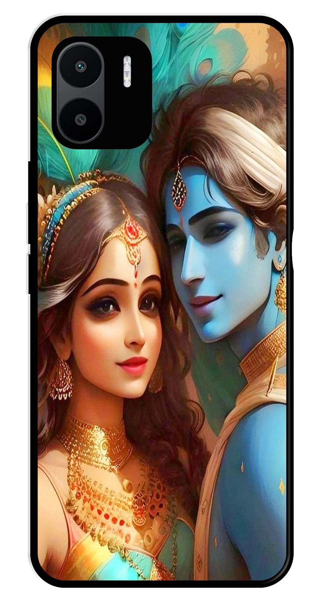 Lord Radha Krishna Metal Mobile Case for Redmi A2   (Design No -01)