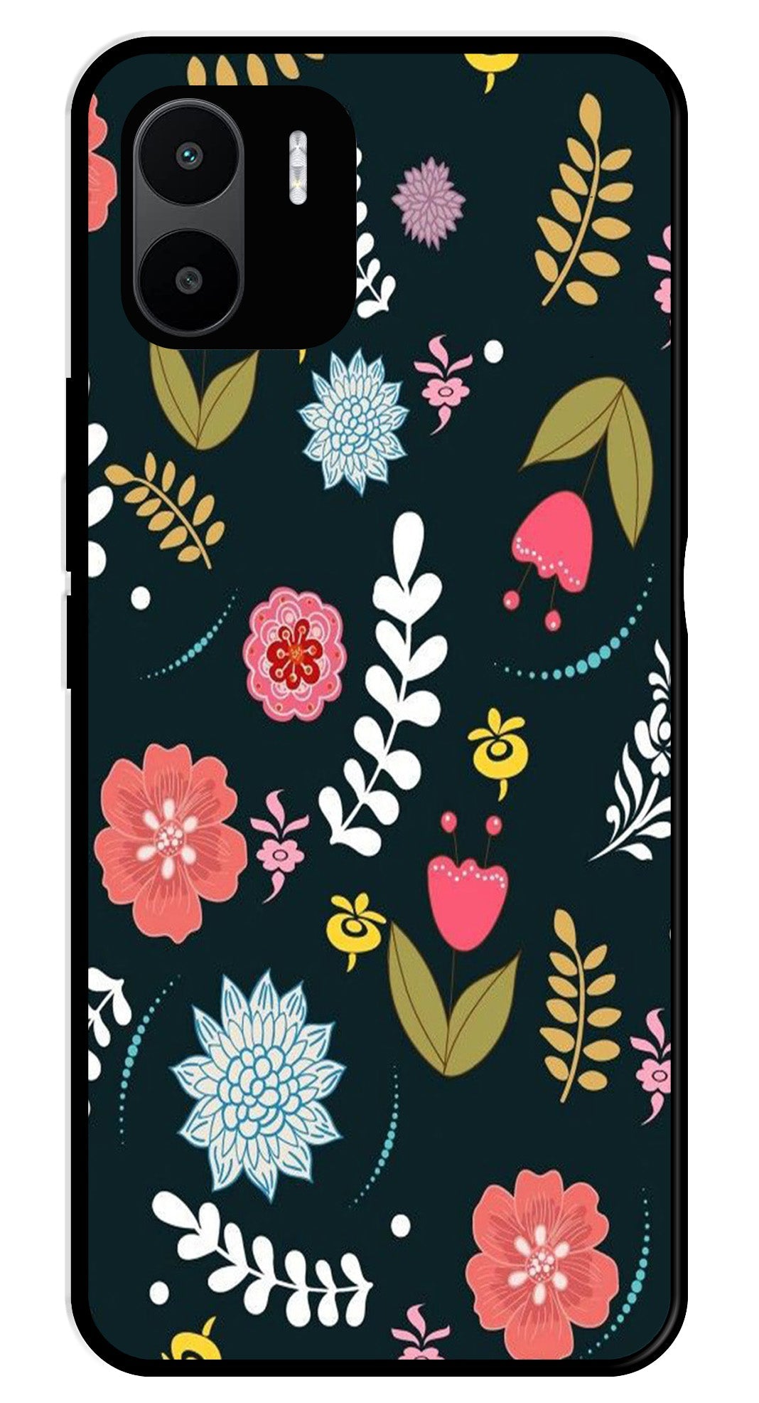 Floral Pattern2 Metal Mobile Case for Redmi A2   (Design No -12)