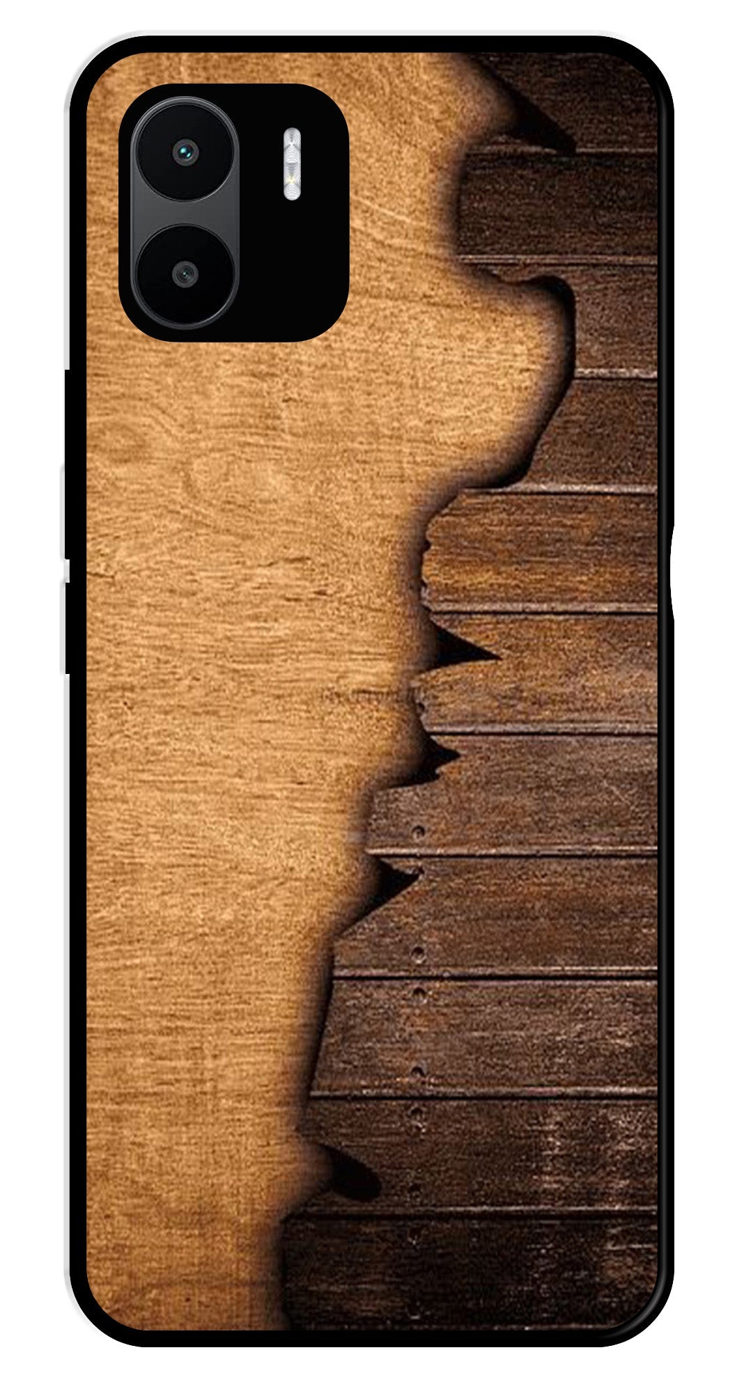 Wooden Design Metal Mobile Case for Redmi A2   (Design No -13)