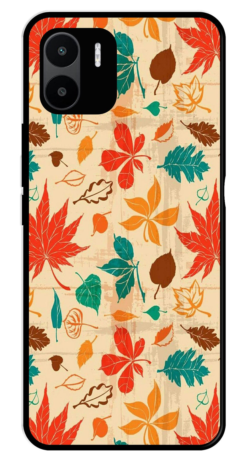 Leafs Design Metal Mobile Case for Redmi A1   (Design No -14)
