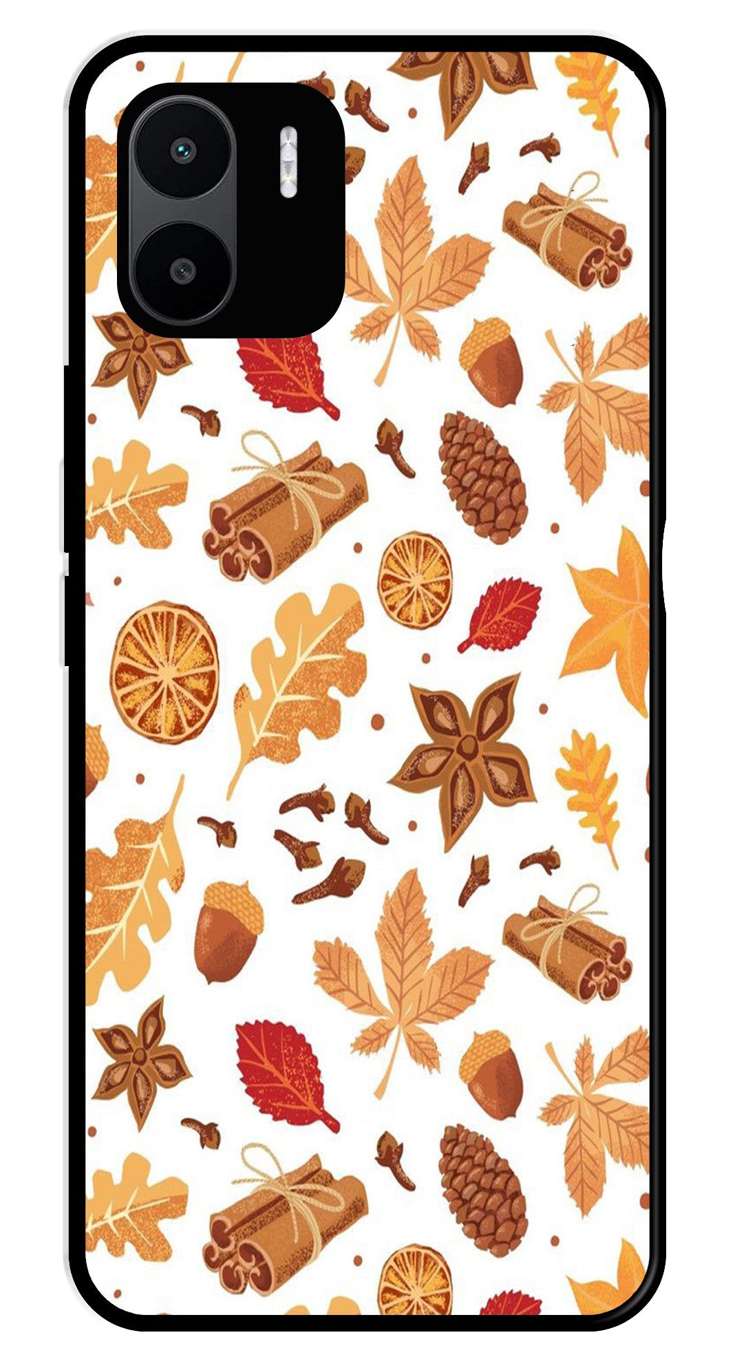 Autumn Leaf Metal Mobile Case for Redmi A2   (Design No -19)