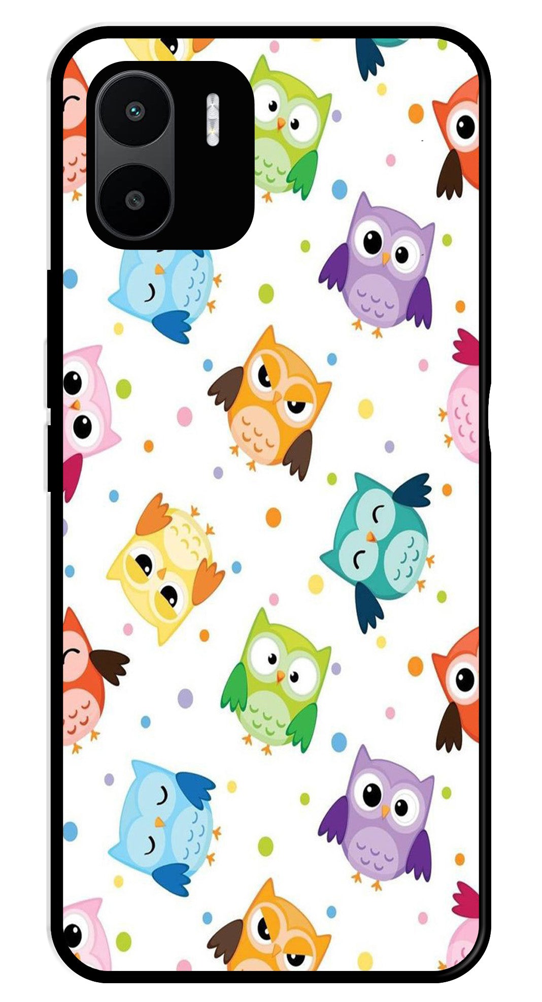 Owls Pattern Metal Mobile Case for Redmi A2   (Design No -20)