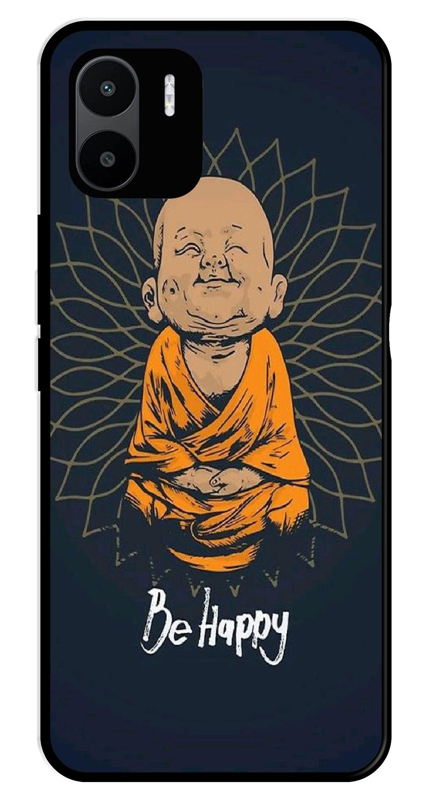 Be Happy Metal Mobile Case for Redmi A2   (Design No -27)