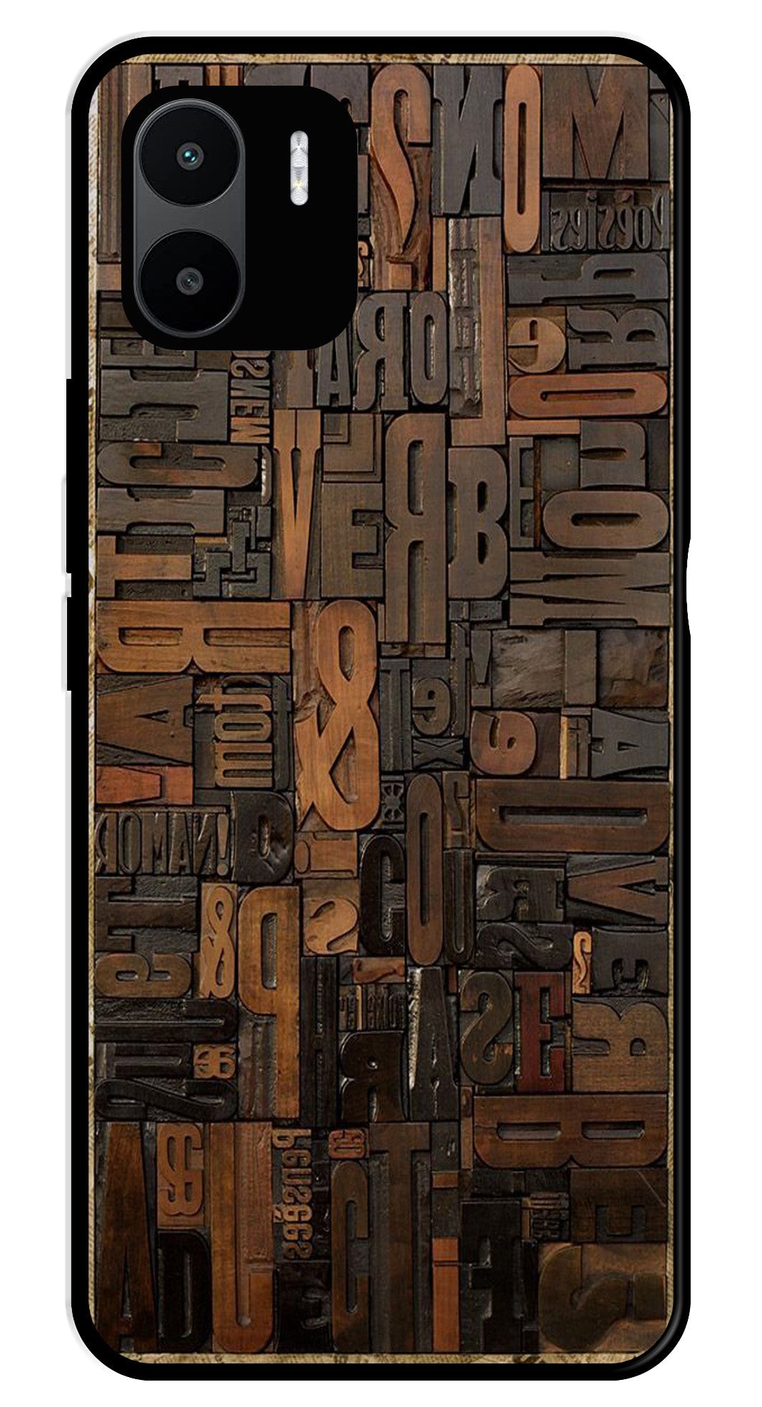 Alphabets Metal Mobile Case for Redmi A2   (Design No -32)