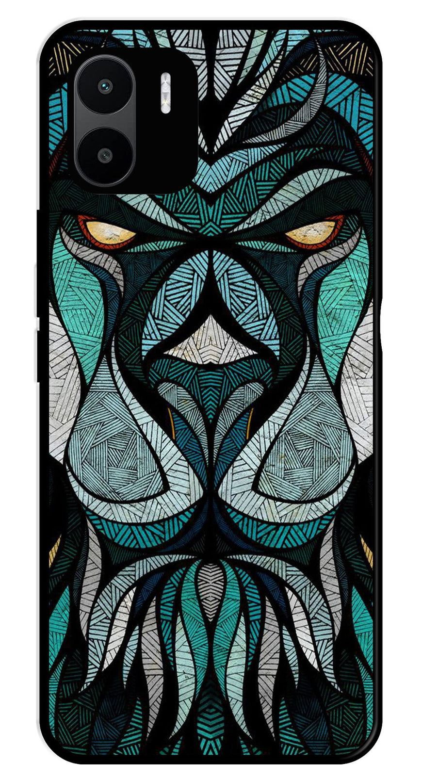 Lion Pattern Metal Mobile Case for Redmi A2   (Design No -40)