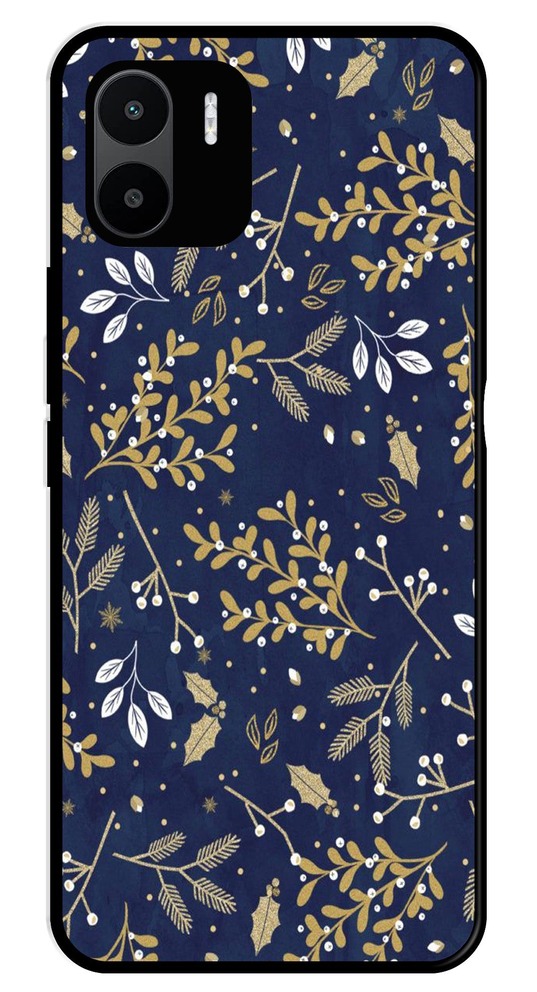 Floral Pattern  Metal Mobile Case for Redmi A2   (Design No -52)