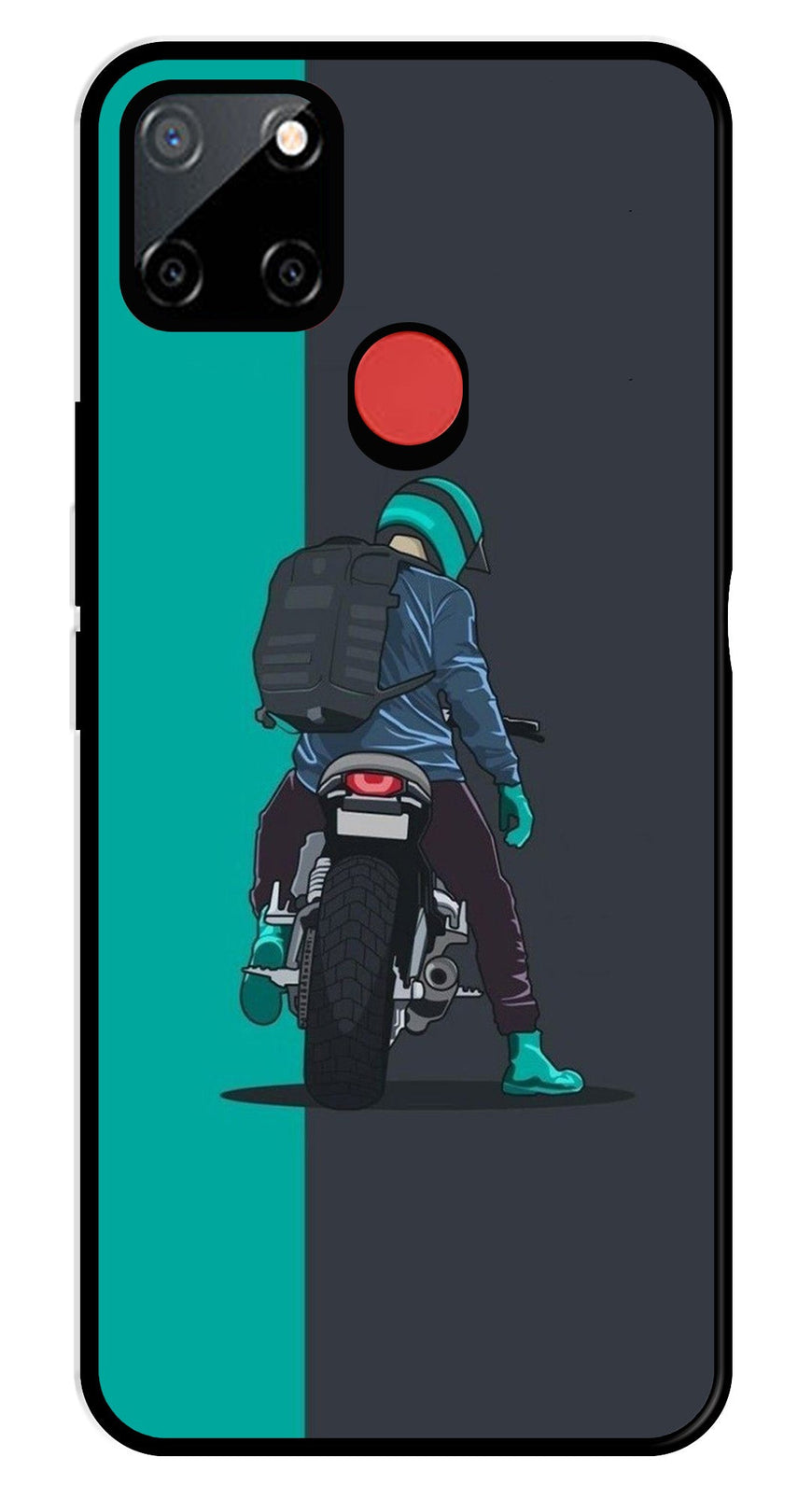 Bike Lover Metal Mobile Case for Realme C25   (Design No -05)