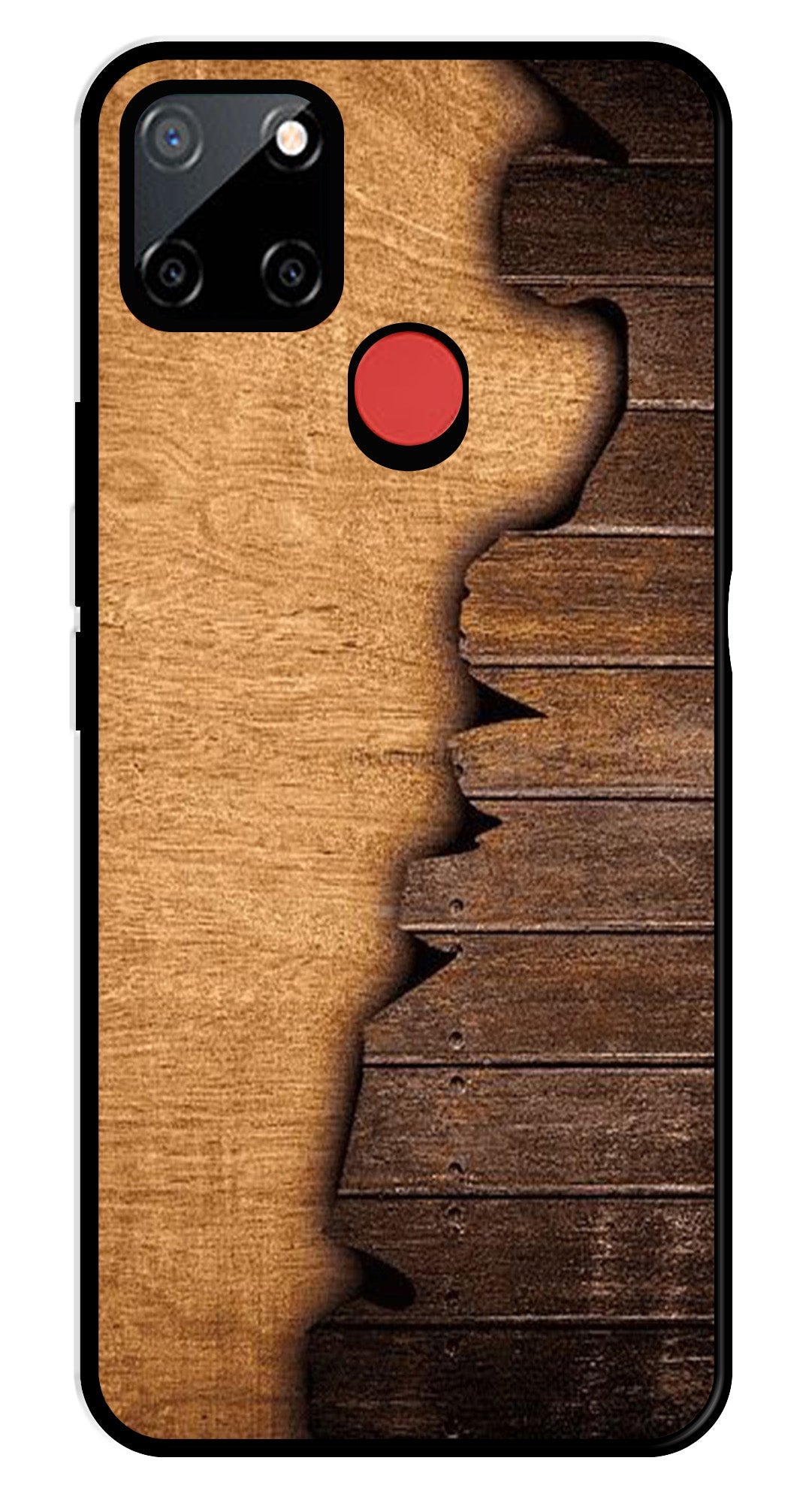 Wooden Design Metal Mobile Case for Realme C25   (Design No -13)