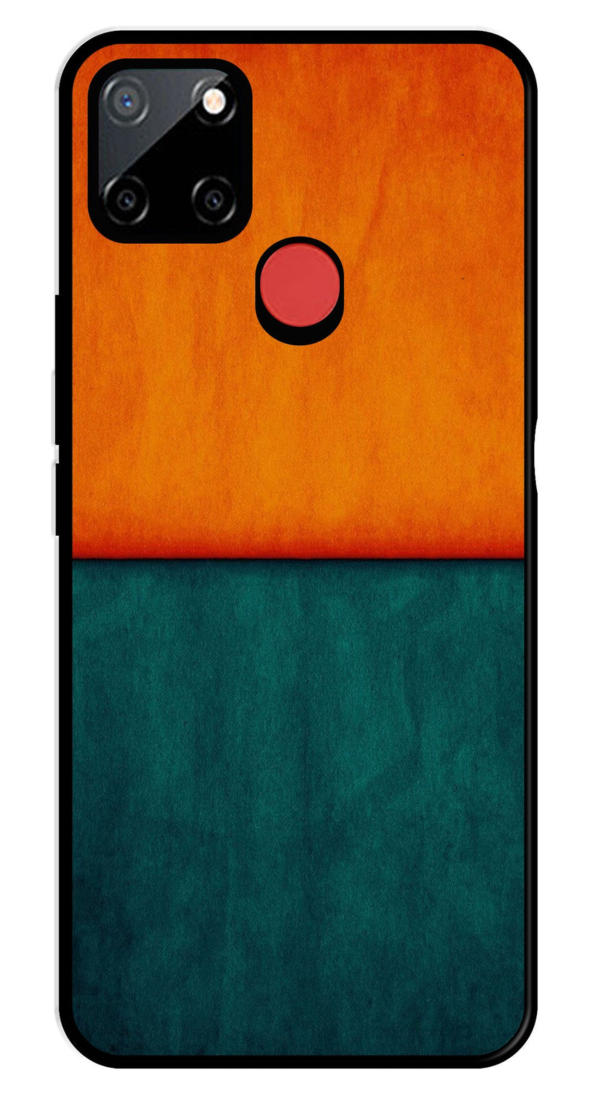 Orange Green Pattern Metal Mobile Case for Realme C25   (Design No -45)