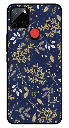 Floral Pattern  Metal Mobile Case for Realme C25   (Design No -52)