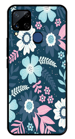 Flower Leaves Design Metal Mobile Case for Realme C15   (Design No -50)