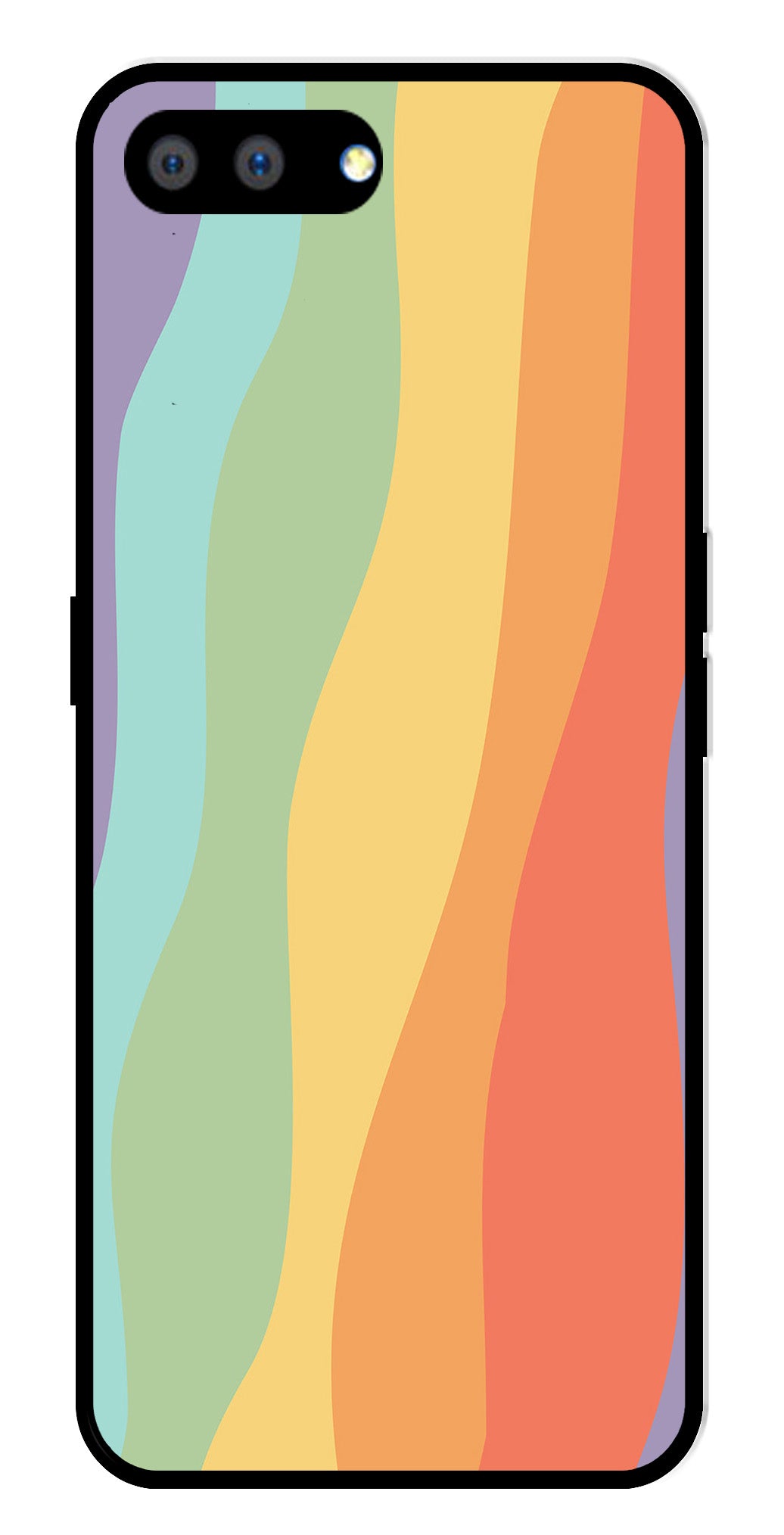 Muted Rainbow Metal Mobile Case for Realme C1   (Design No -02)