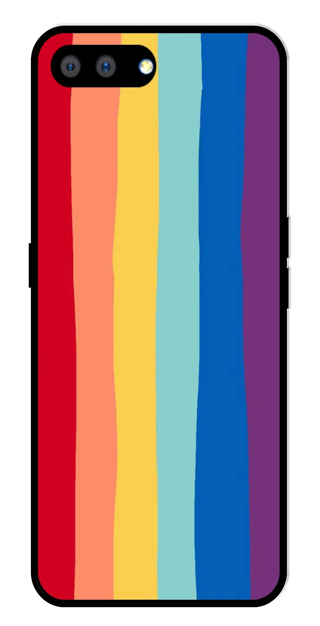 Rainbow MultiColor Metal Mobile Case for Realme C1   (Design No -03)