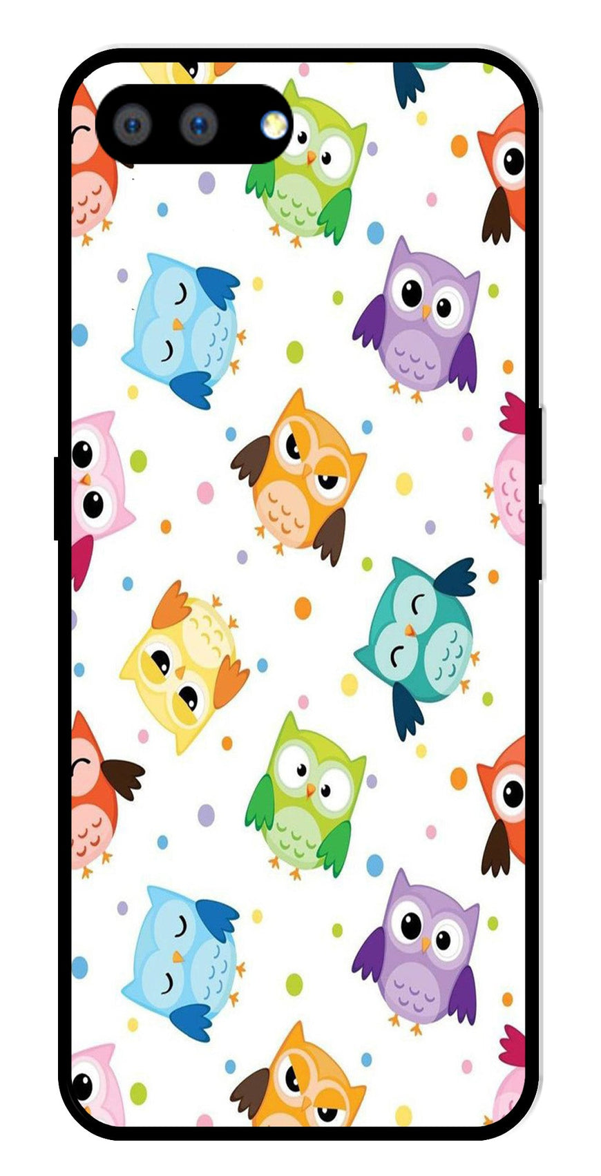 Owls Pattern Metal Mobile Case for Realme C1   (Design No -20)