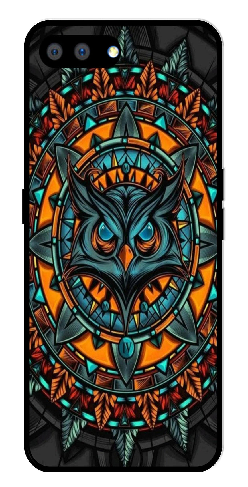 Owl Pattern Metal Mobile Case for Realme C1   (Design No -42)