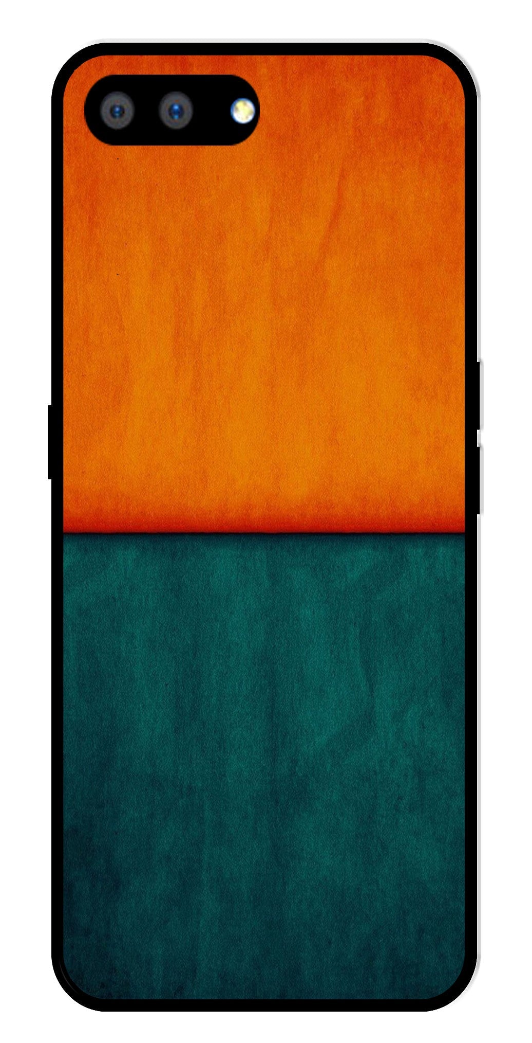 Orange Green Pattern Metal Mobile Case for Realme C1   (Design No -45)