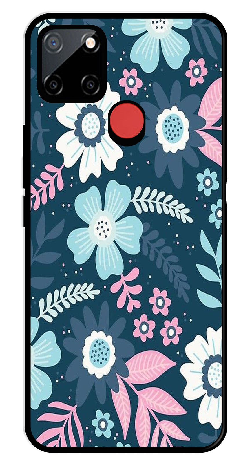 Flower Leaves Design Metal Mobile Case for Realme C11   (Design No -50)