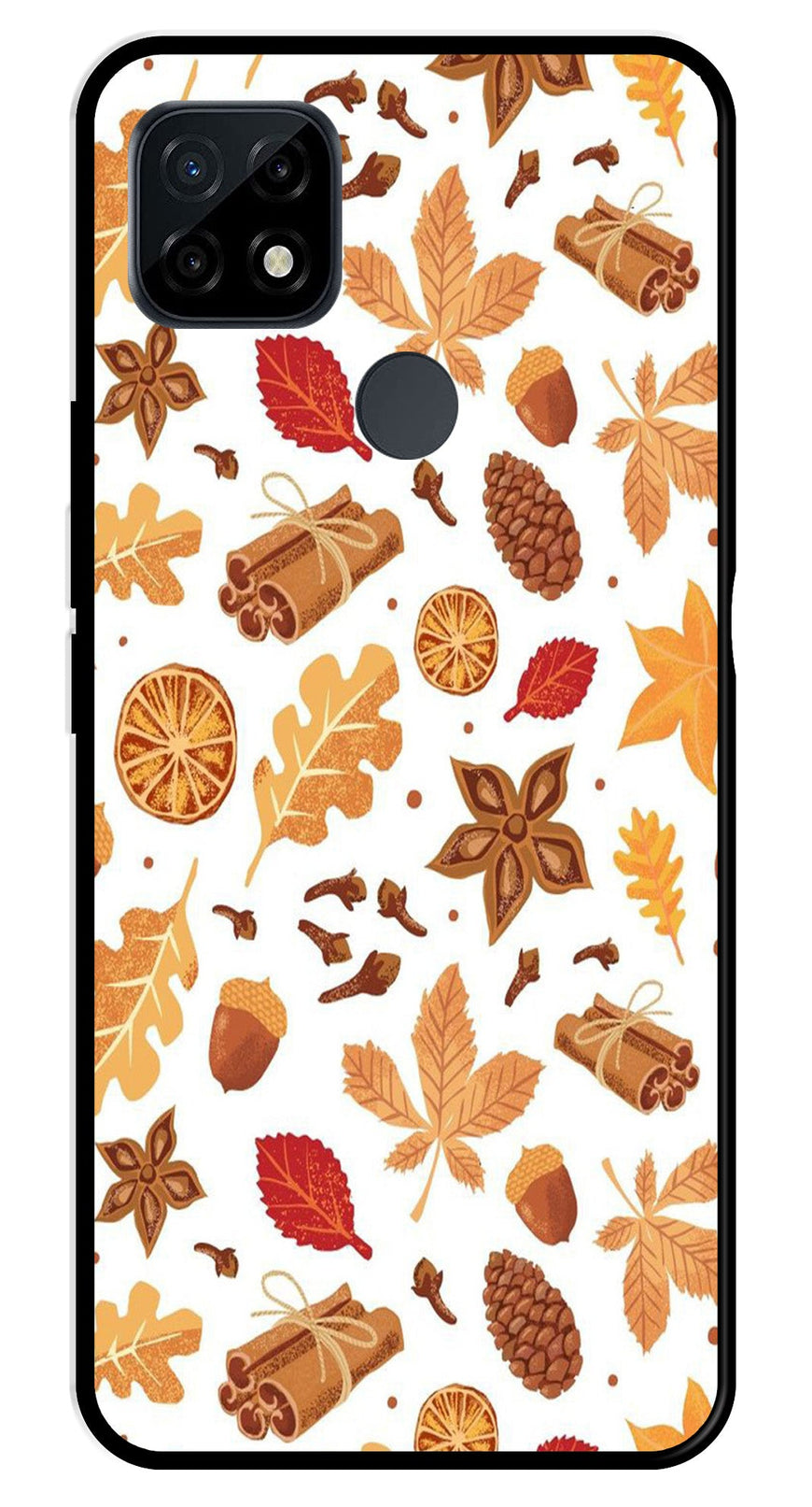 Autumn Leaf Metal Mobile Case for Realme C21   (Design No -19)