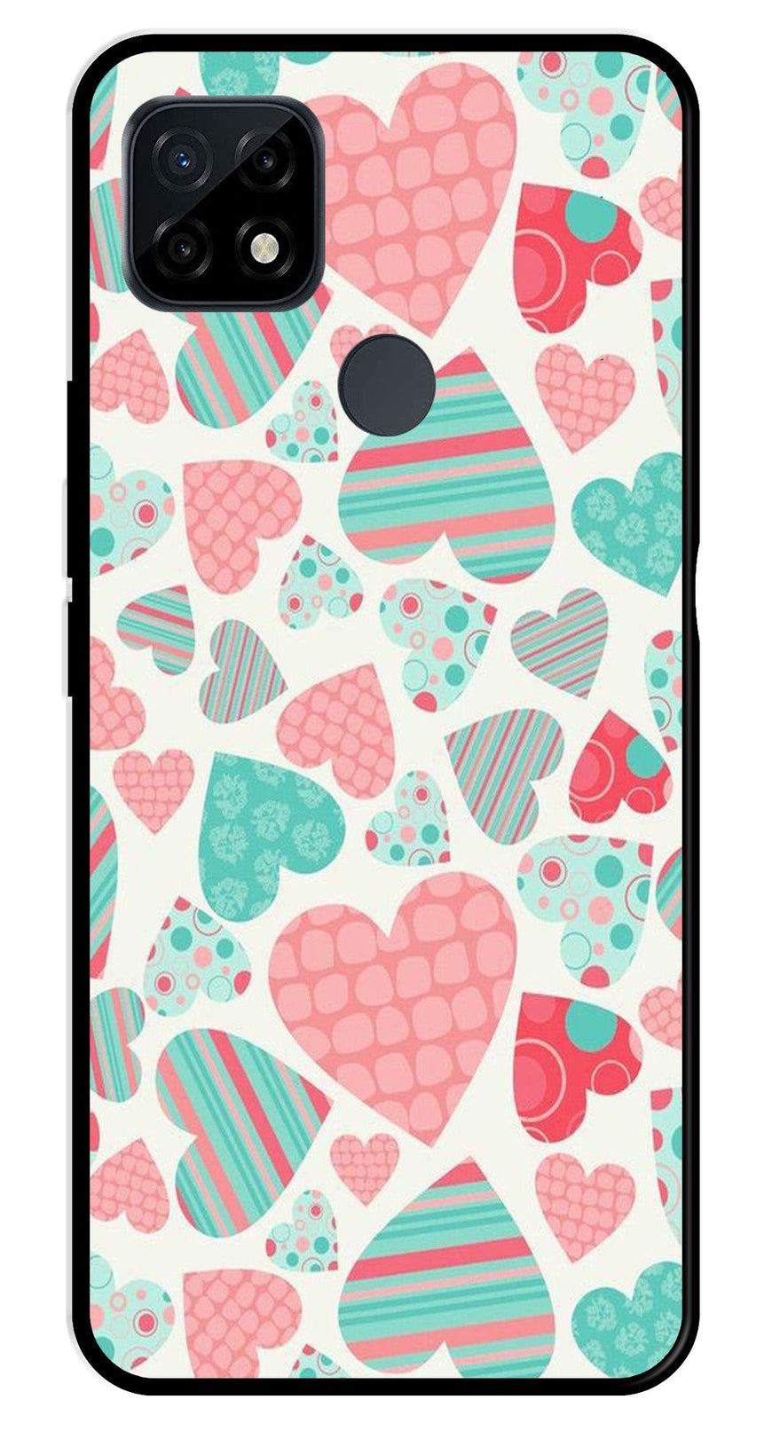 Hearts Pattern Metal Mobile Case for Realme C21   (Design No -22)