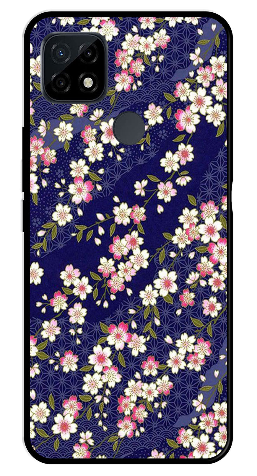 Flower Design Metal Mobile Case for Realme C21   (Design No -25)