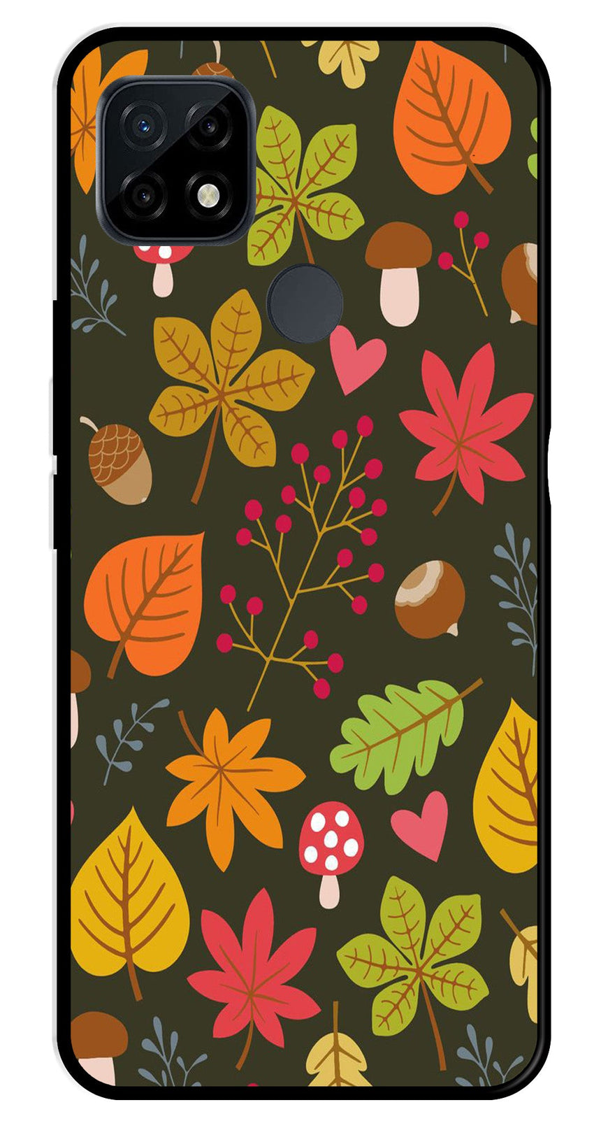 Leaves Design Metal Mobile Case for Realme C21   (Design No -51)