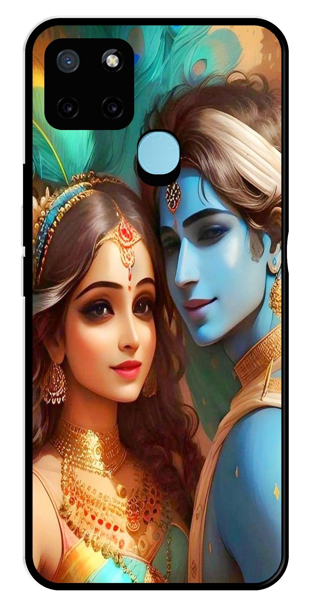 Lord Radha Krishna Metal Mobile Case for Realme C21Y   (Design No -01)