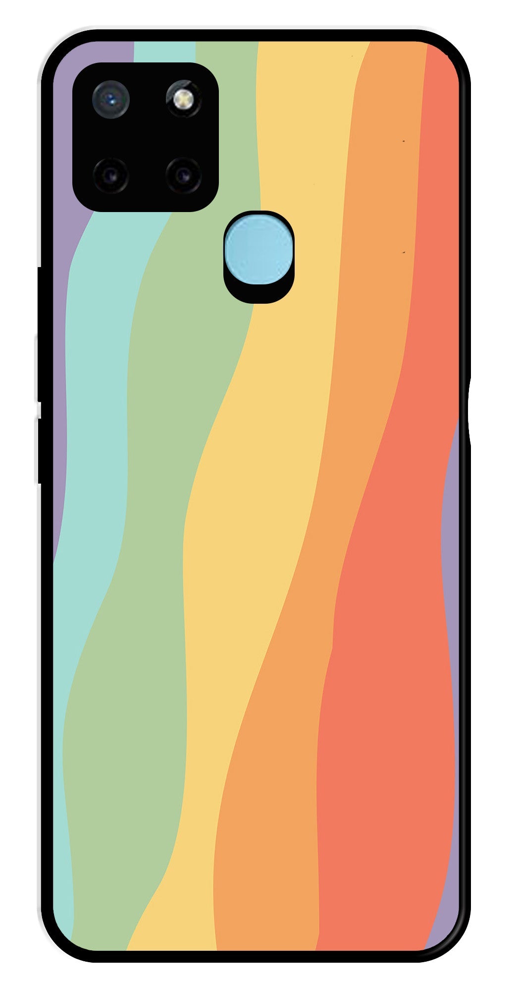 Muted Rainbow Metal Mobile Case for Realme C21Y   (Design No -02)