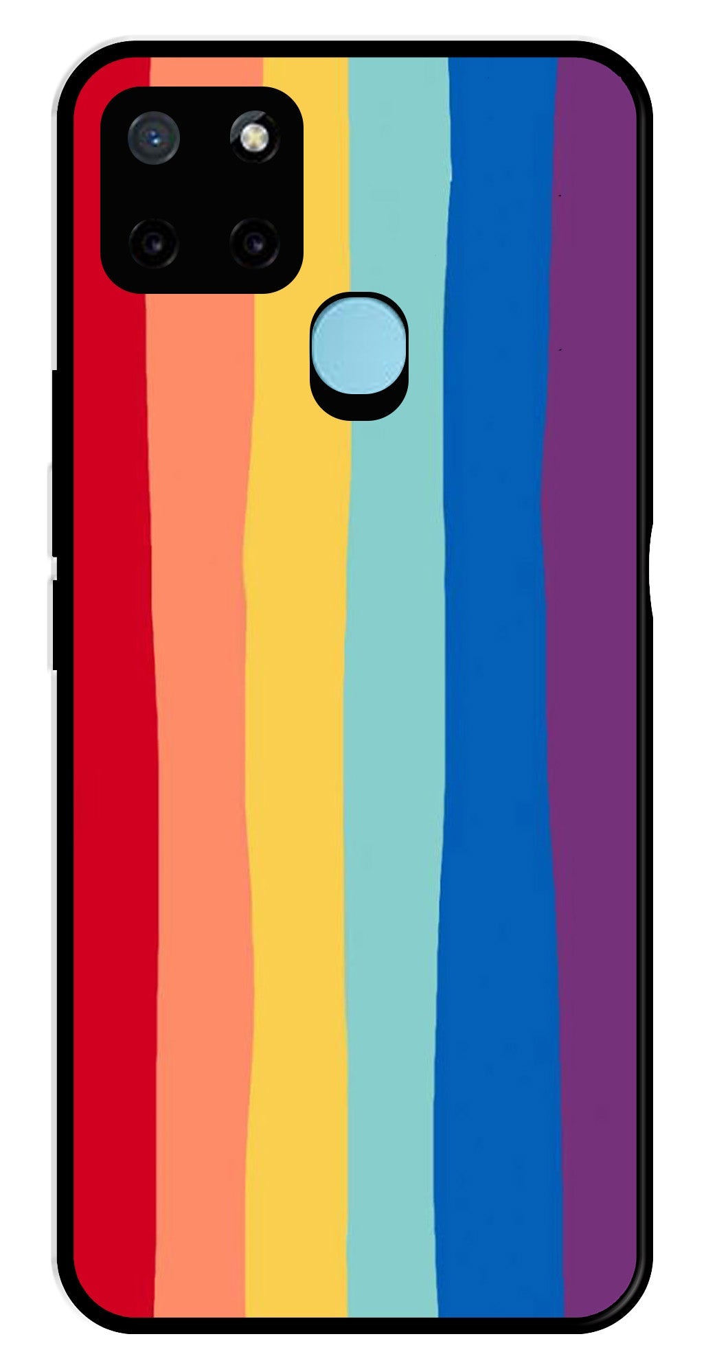 Rainbow MultiColor Metal Mobile Case for Realme C21Y   (Design No -03)