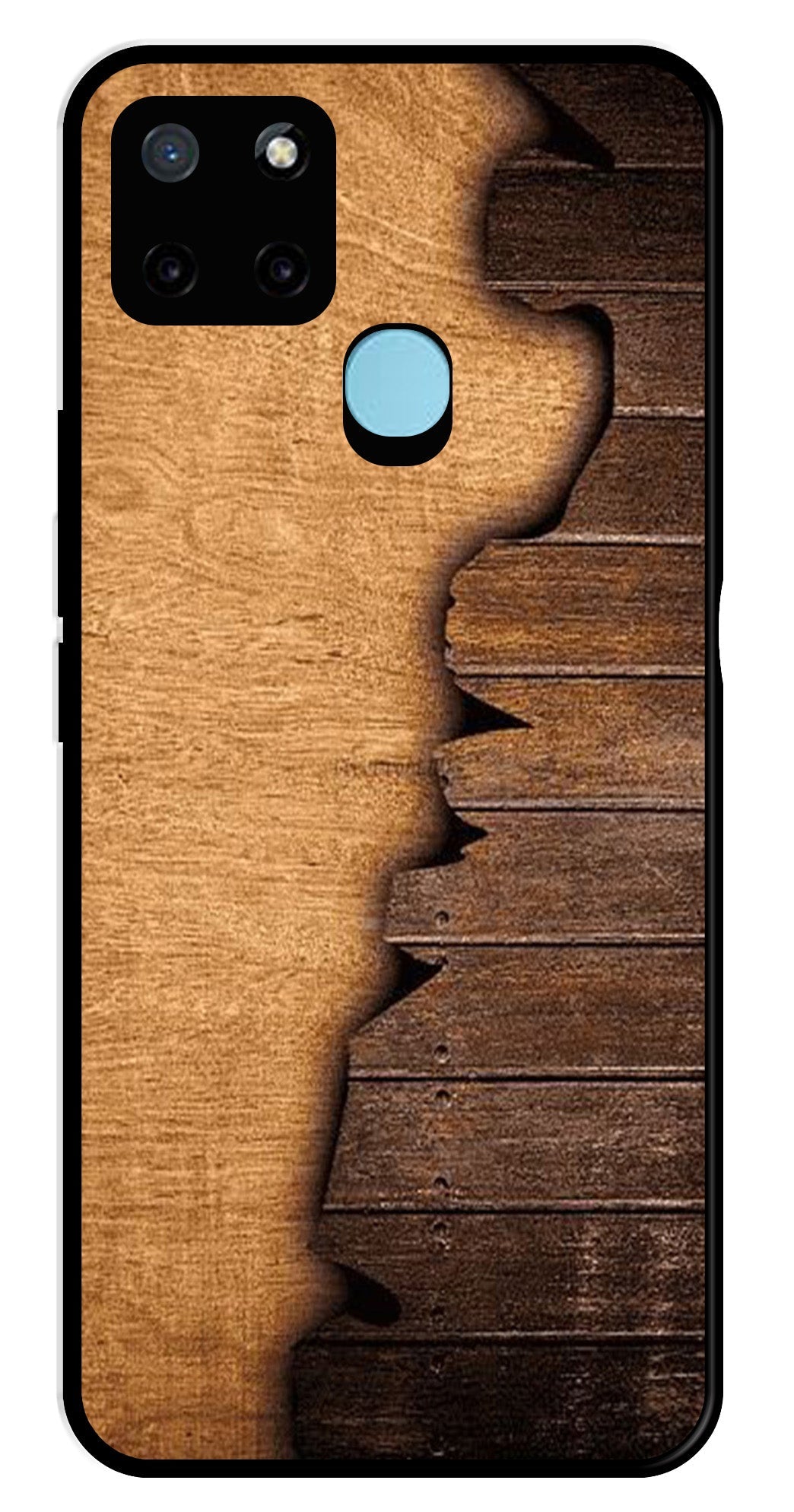 Wooden Design Metal Mobile Case for Realme C21Y   (Design No -13)