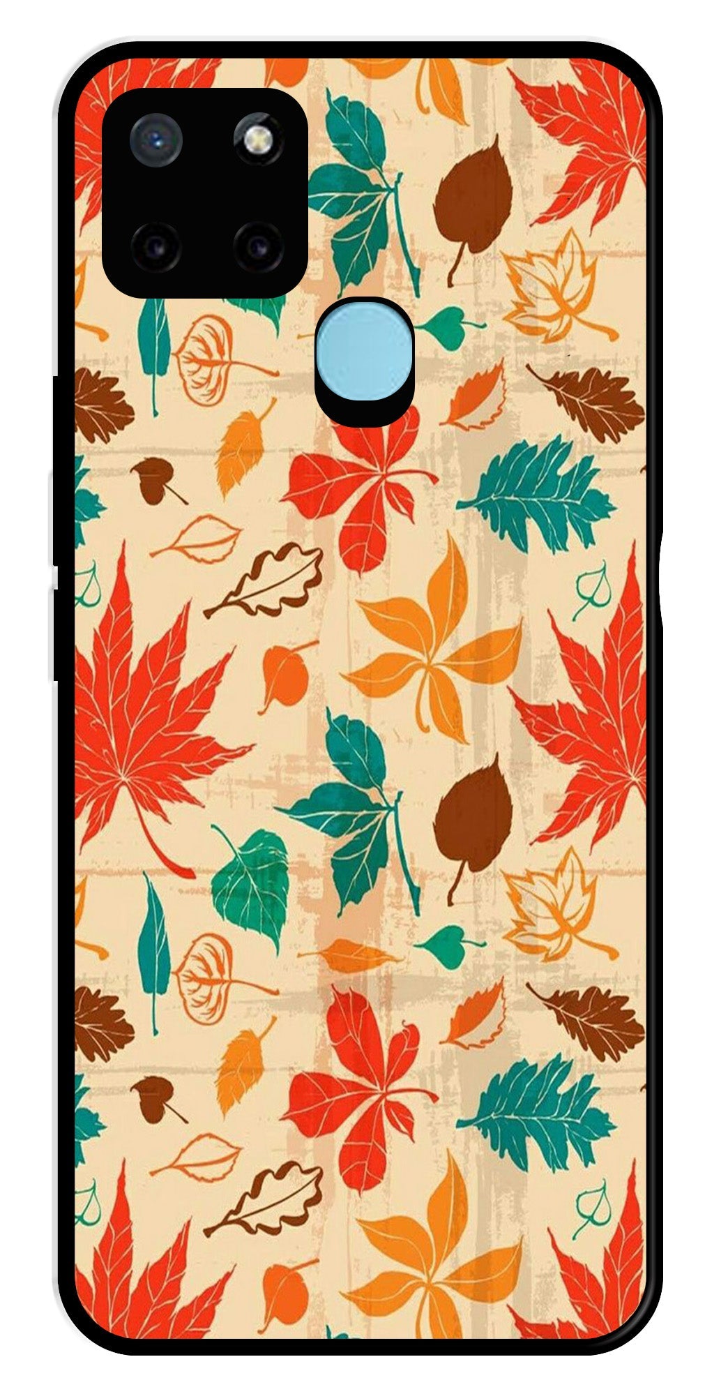 Leafs Design Metal Mobile Case for Realme C21Y   (Design No -14)