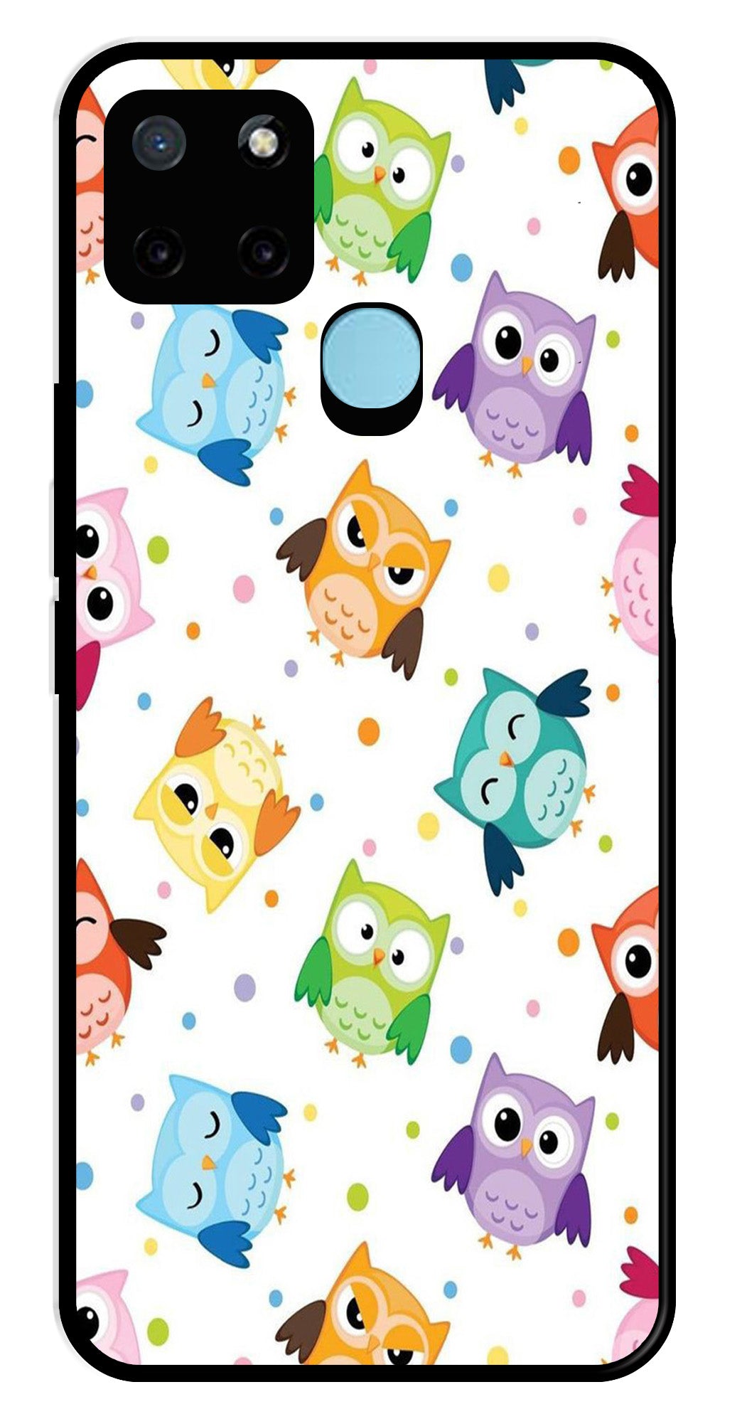 Owls Pattern Metal Mobile Case for Realme C21Y   (Design No -20)