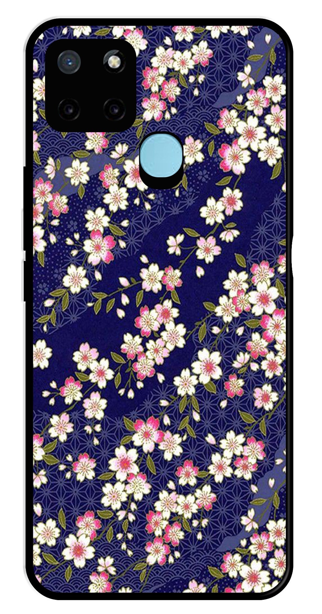 Flower Design Metal Mobile Case for Realme C21Y   (Design No -25)