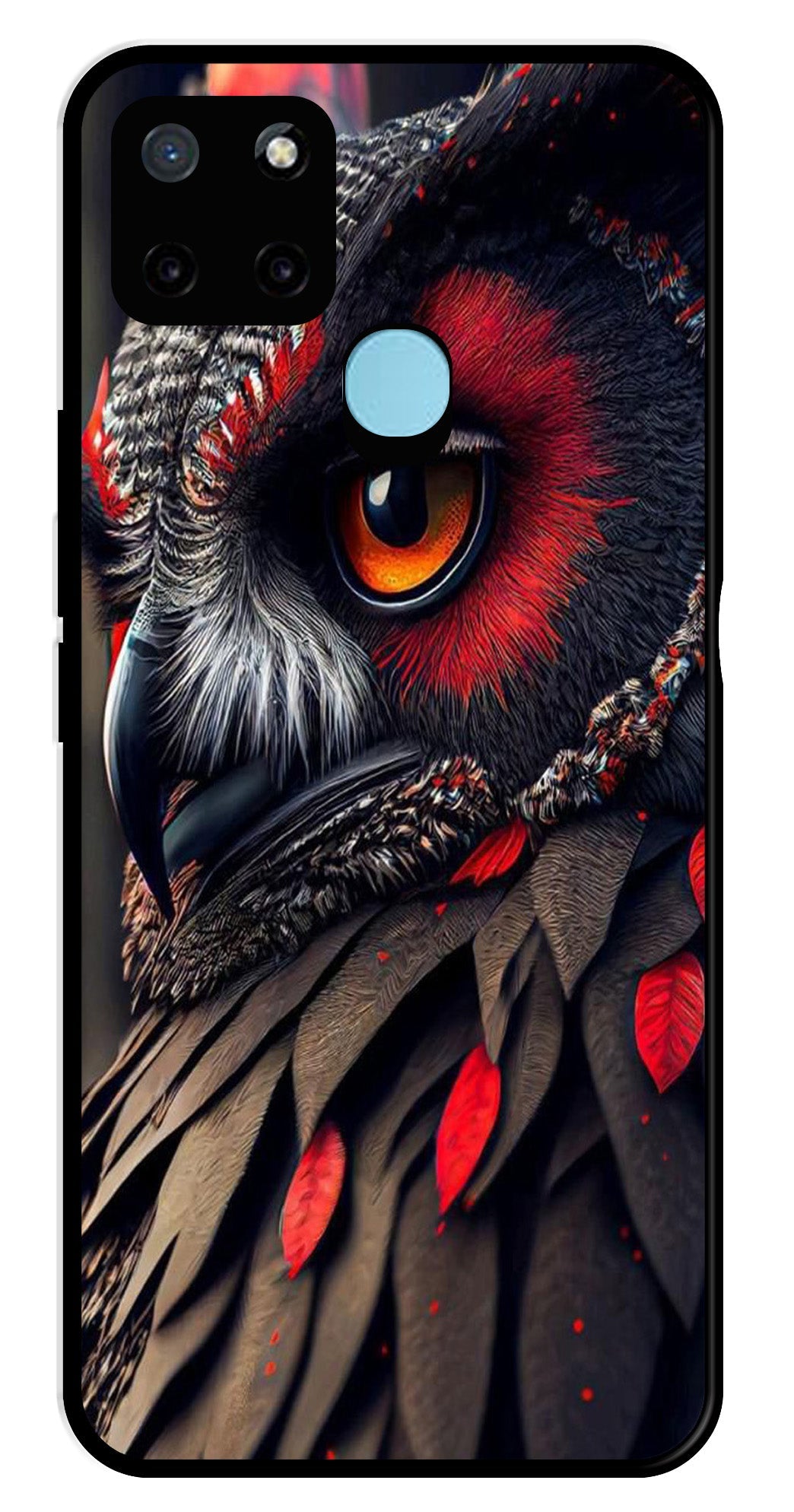 Owl Design Metal Mobile Case for Realme C21Y   (Design No -26)