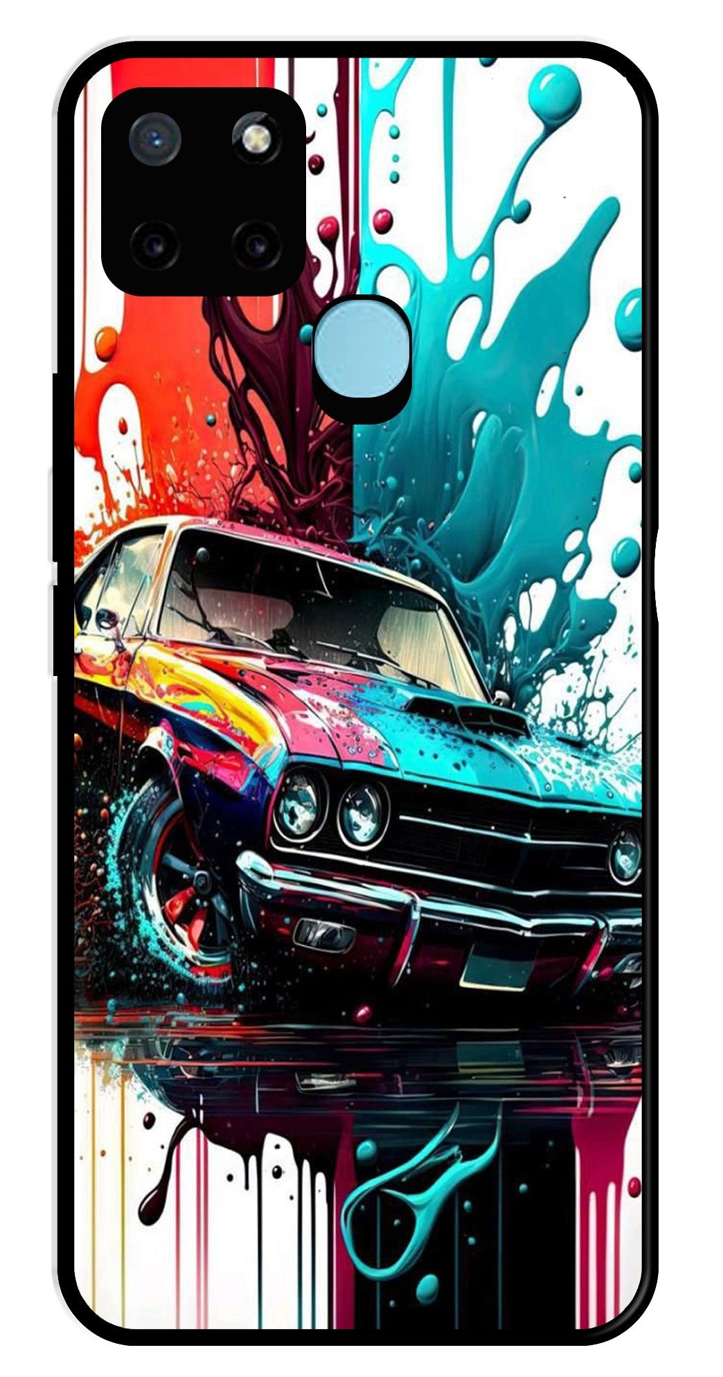 Vintage Car Metal Mobile Case for Realme C21Y   (Design No -29)