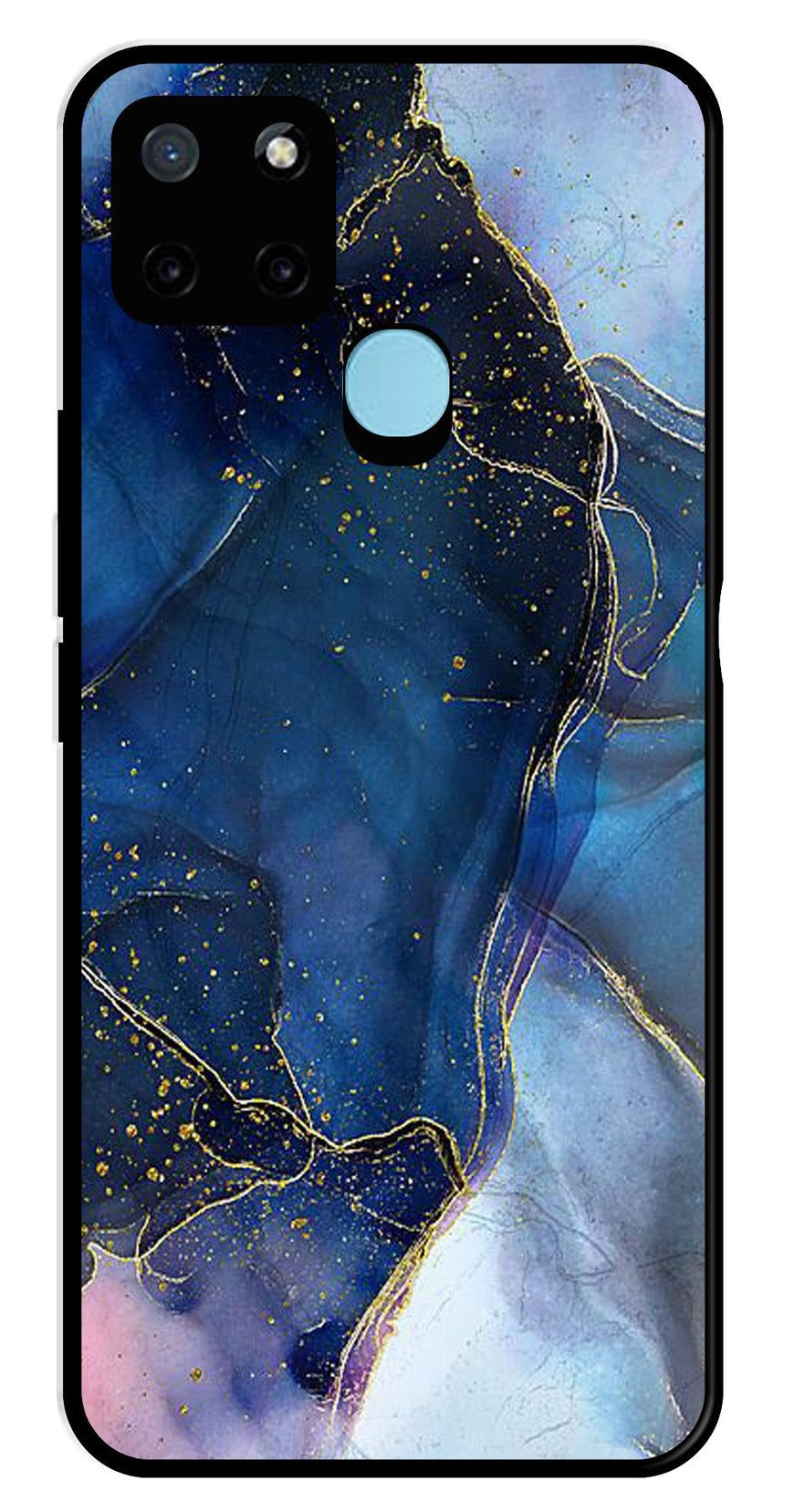 Blue Marble Metal Mobile Case for Realme C21Y   (Design No -34)