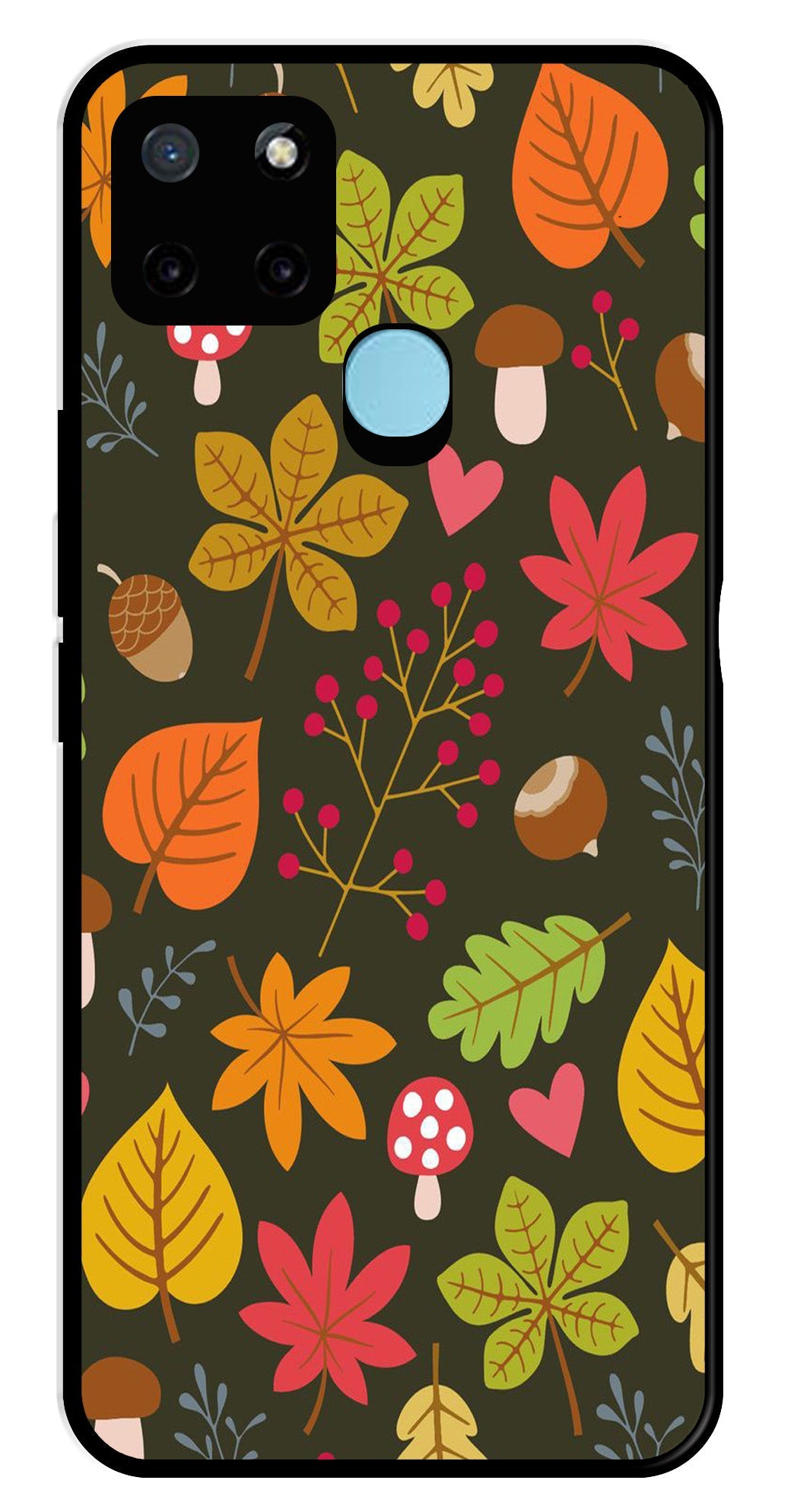 Leaves Design Metal Mobile Case for Realme C21Y   (Design No -51)