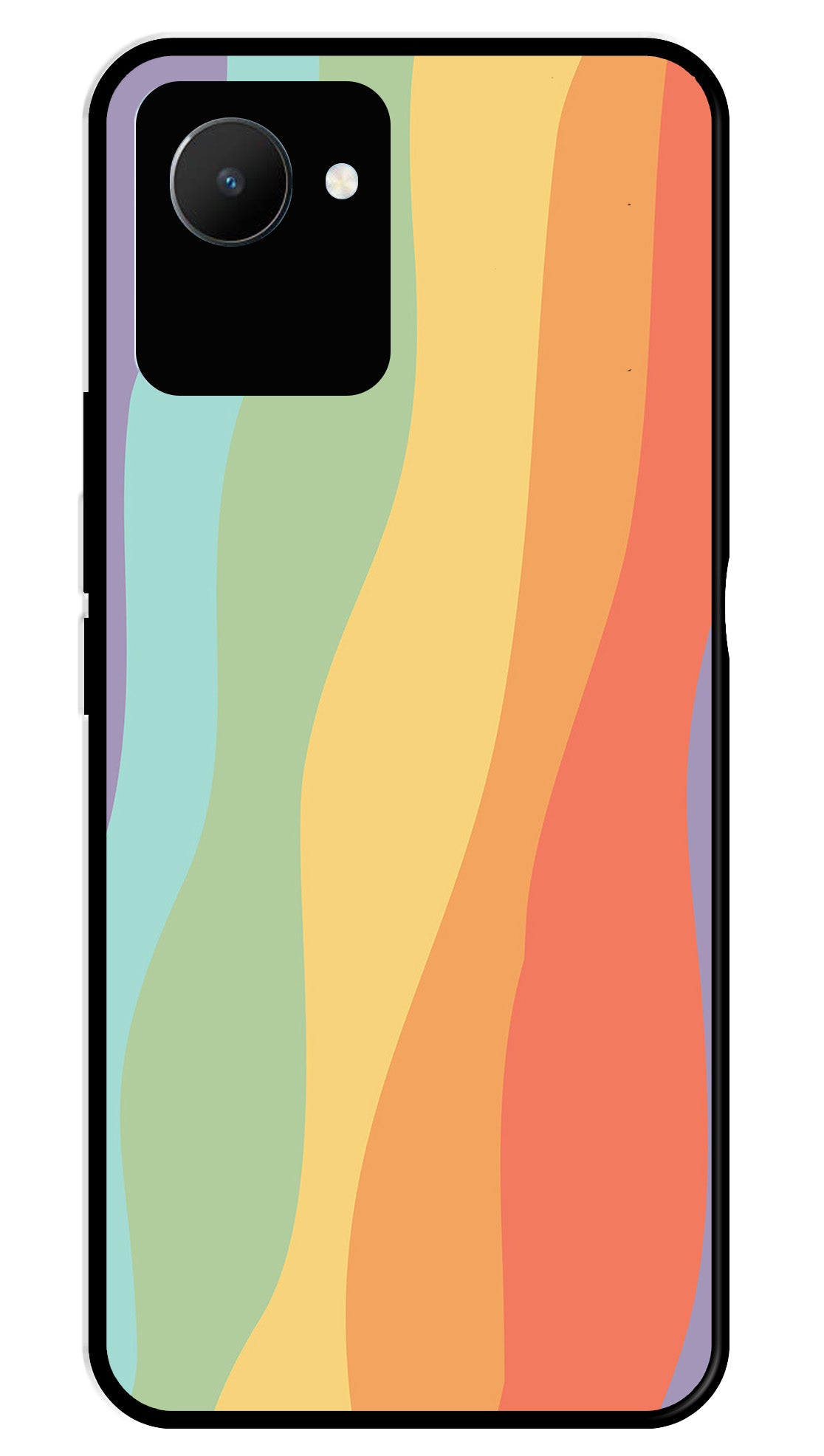 Muted Rainbow Metal Mobile Case for Realme C30   (Design No -02)