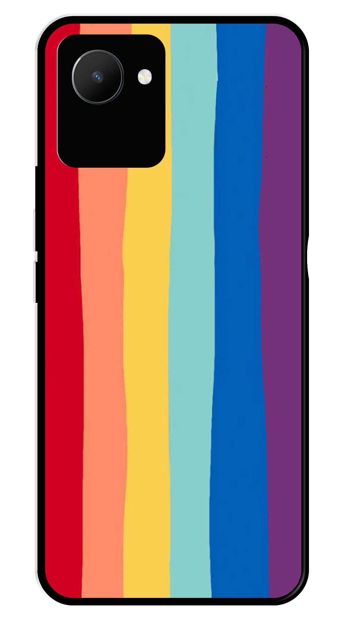 Rainbow MultiColor Metal Mobile Case for Realme C30   (Design No -03)