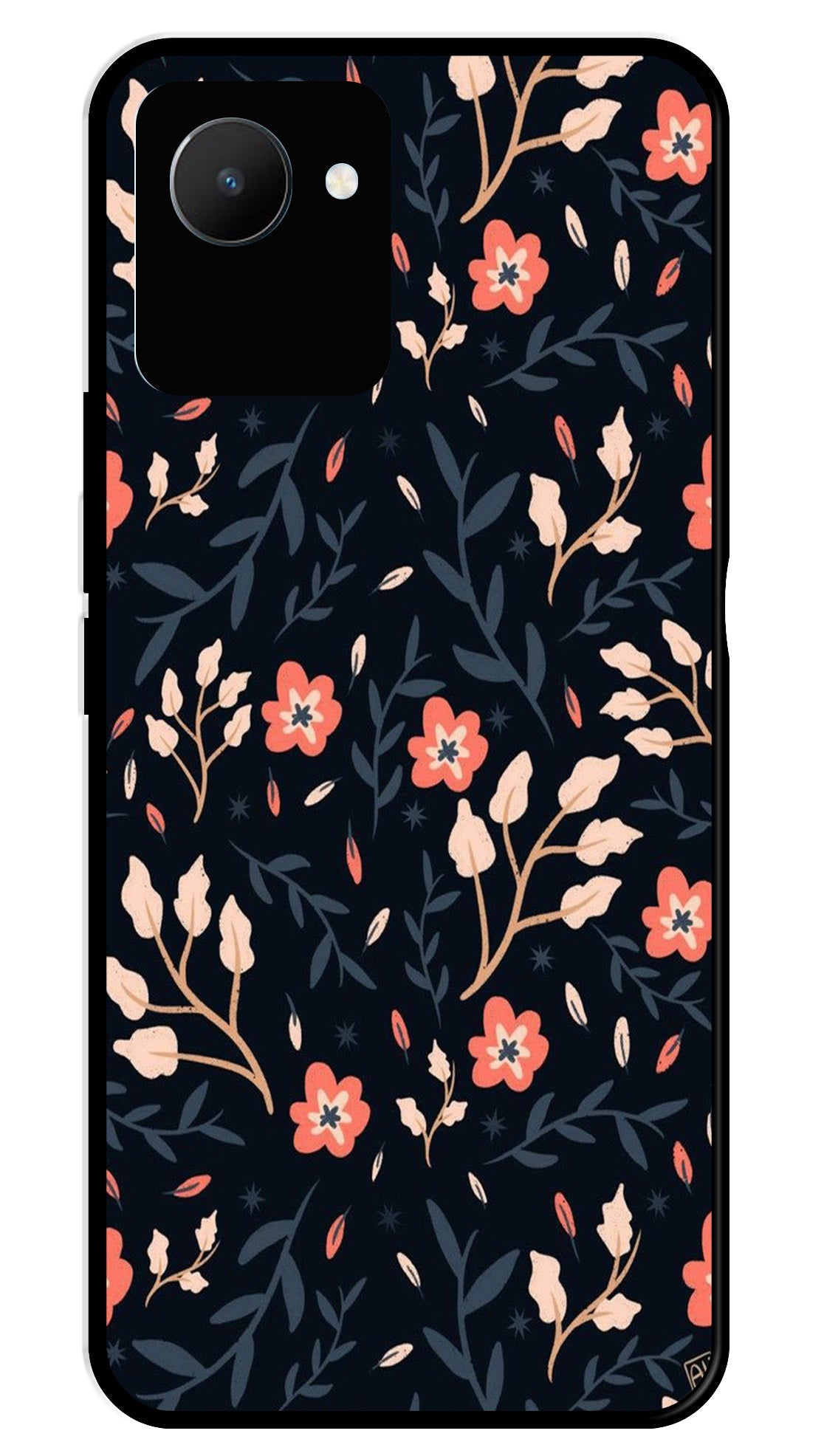 Floral Pattern Metal Mobile Case for Realme C30   (Design No -10)