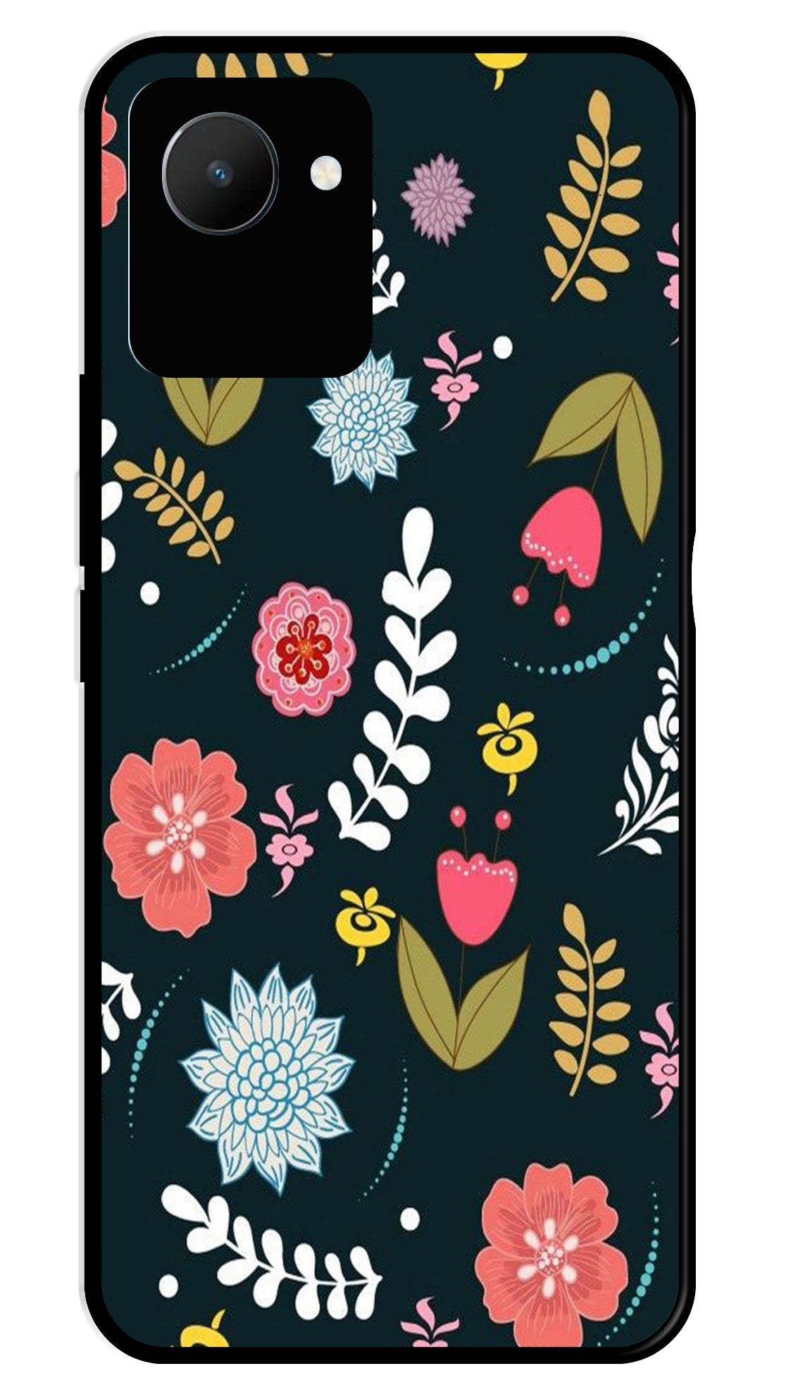 Floral Pattern2 Metal Mobile Case for Realme C30   (Design No -12)