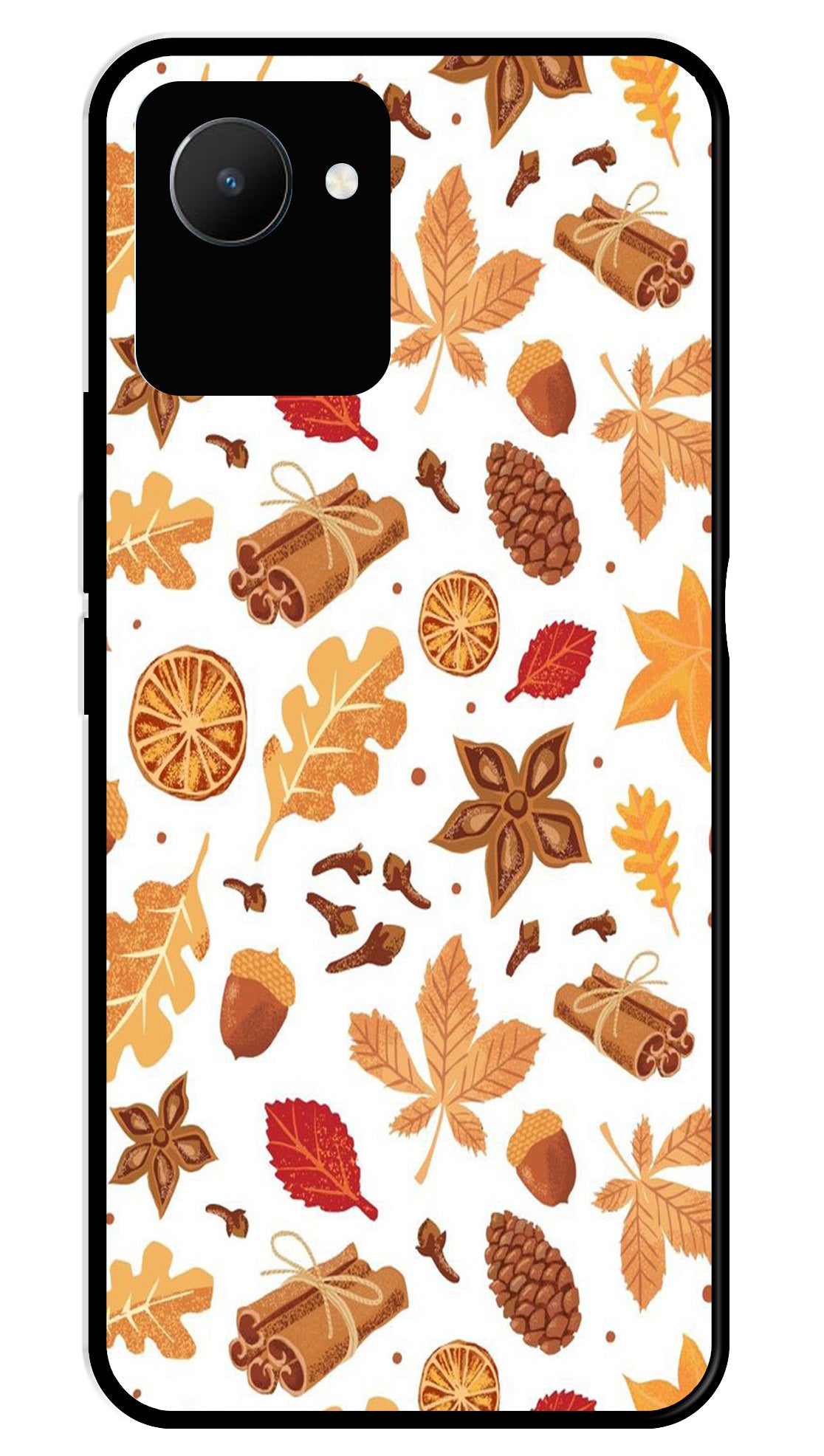 Autumn Leaf Metal Mobile Case for Realme C30   (Design No -19)