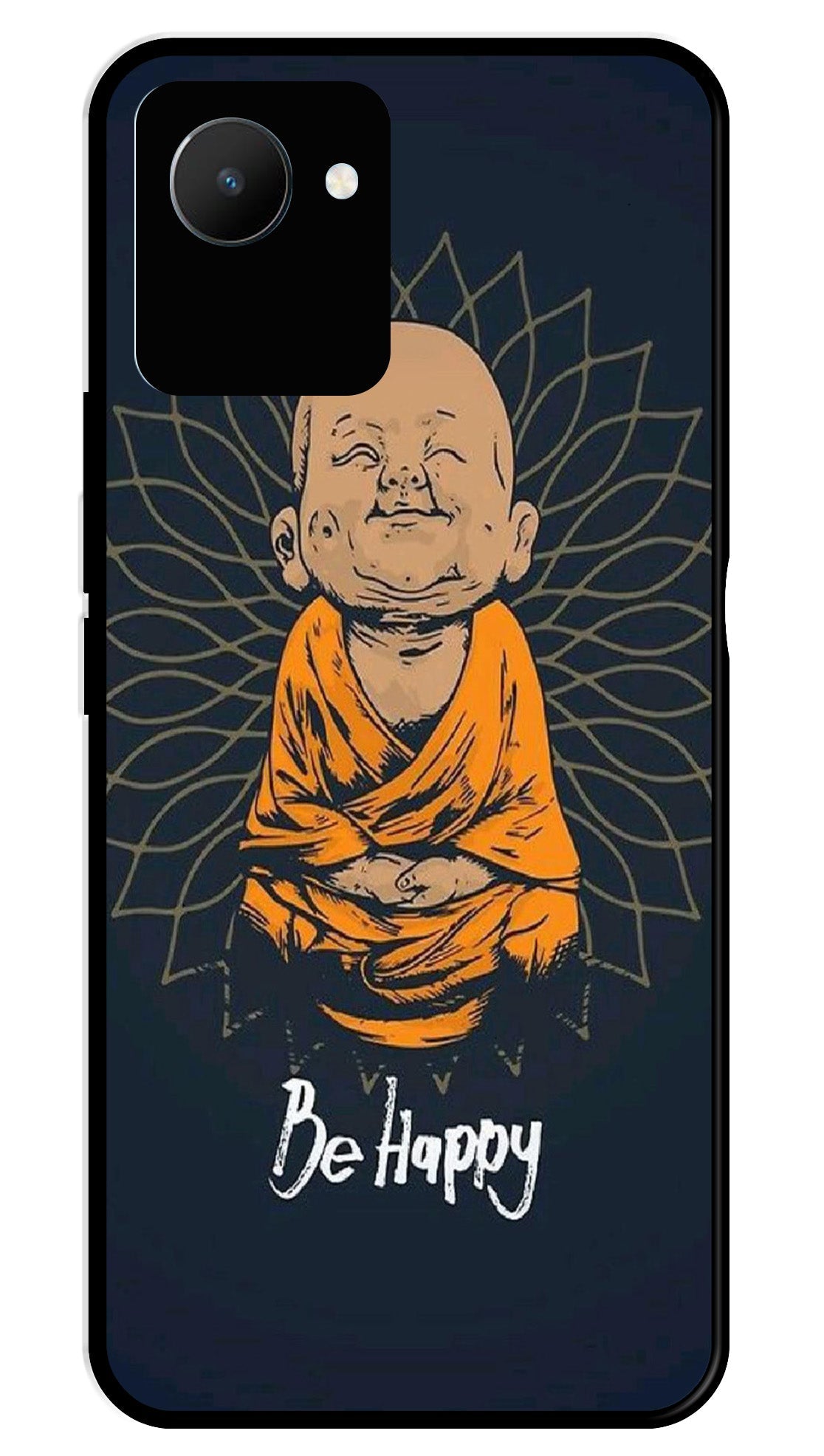 Be Happy Metal Mobile Case for Realme C30   (Design No -27)