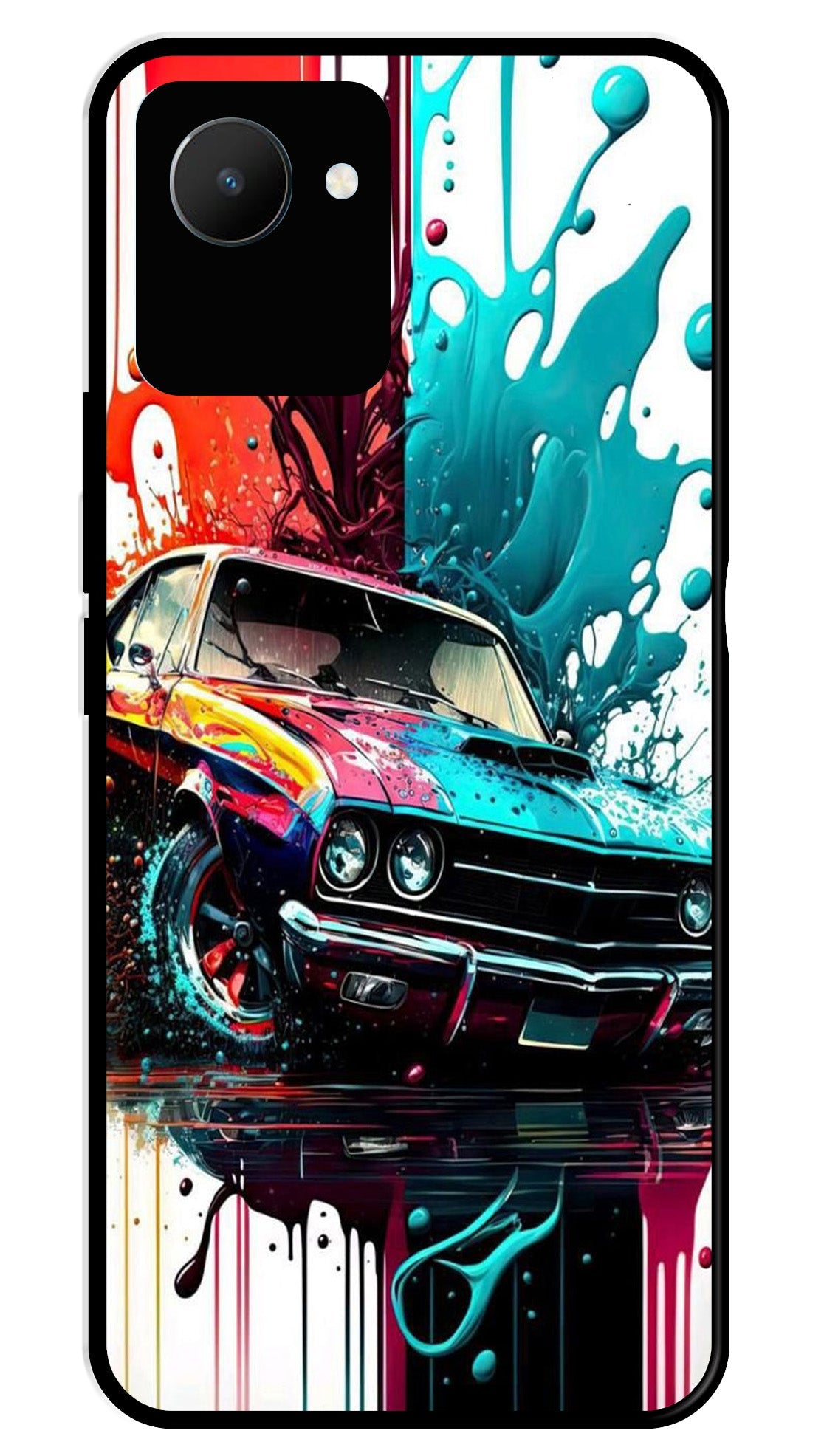 Vintage Car Metal Mobile Case for Realme C30   (Design No -29)