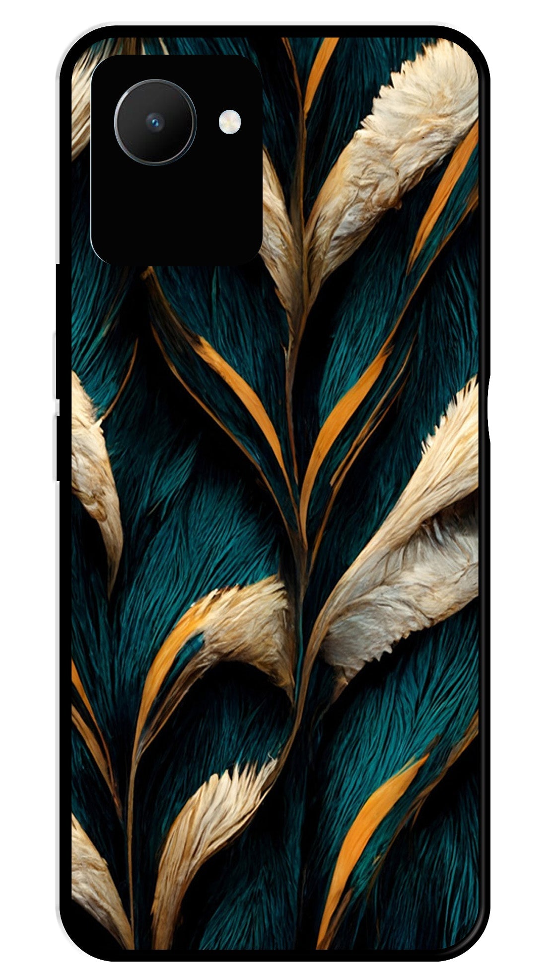 Feathers Metal Mobile Case for Realme C30   (Design No -30)