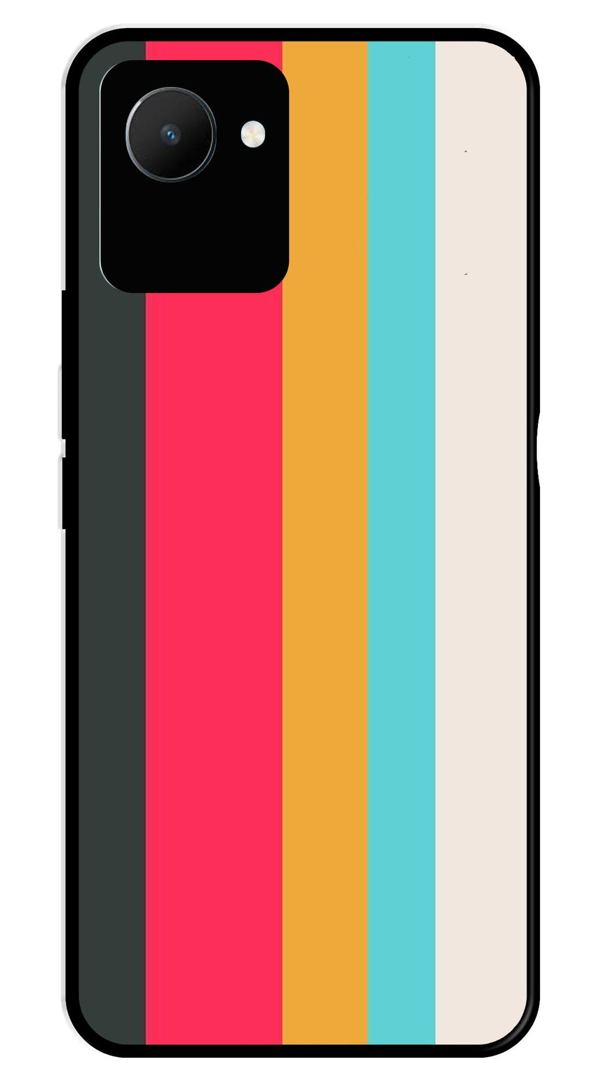 Muted Rainbow Metal Mobile Case for Realme C30   (Design No -31)