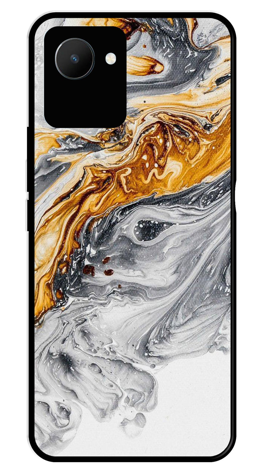 Marble Pattern Metal Mobile Case for Realme C30   (Design No -36)