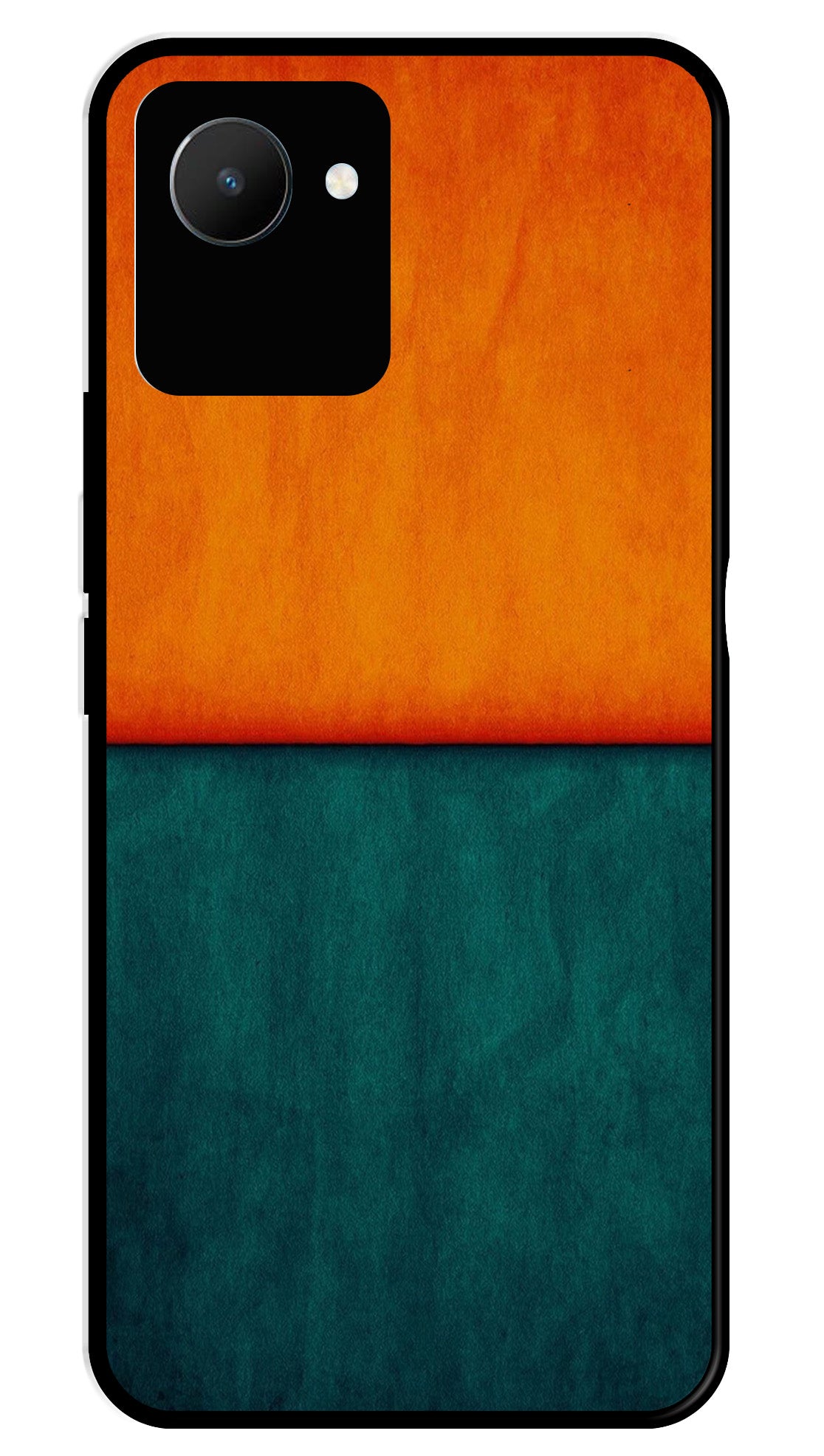 Orange Green Pattern Metal Mobile Case for Realme C30   (Design No -45)